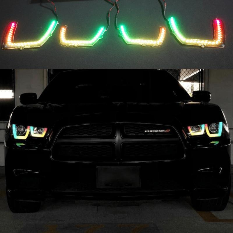 Dodge Charger Flow Series DRL Boards (for 2011-2014 Spec-D Headlights) – Custom Multicolor LED Lighting by RGB Halo Kits