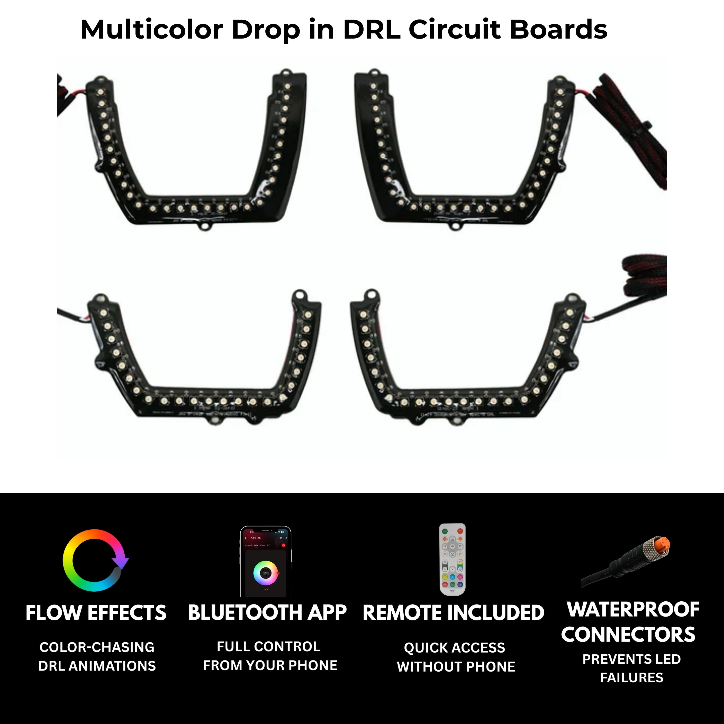 Dodge Charger Flow Series DRL Boards (for 2011-2014 Spec-D Headlights) – Custom Multicolor LED Lighting by RGB Halo Kits