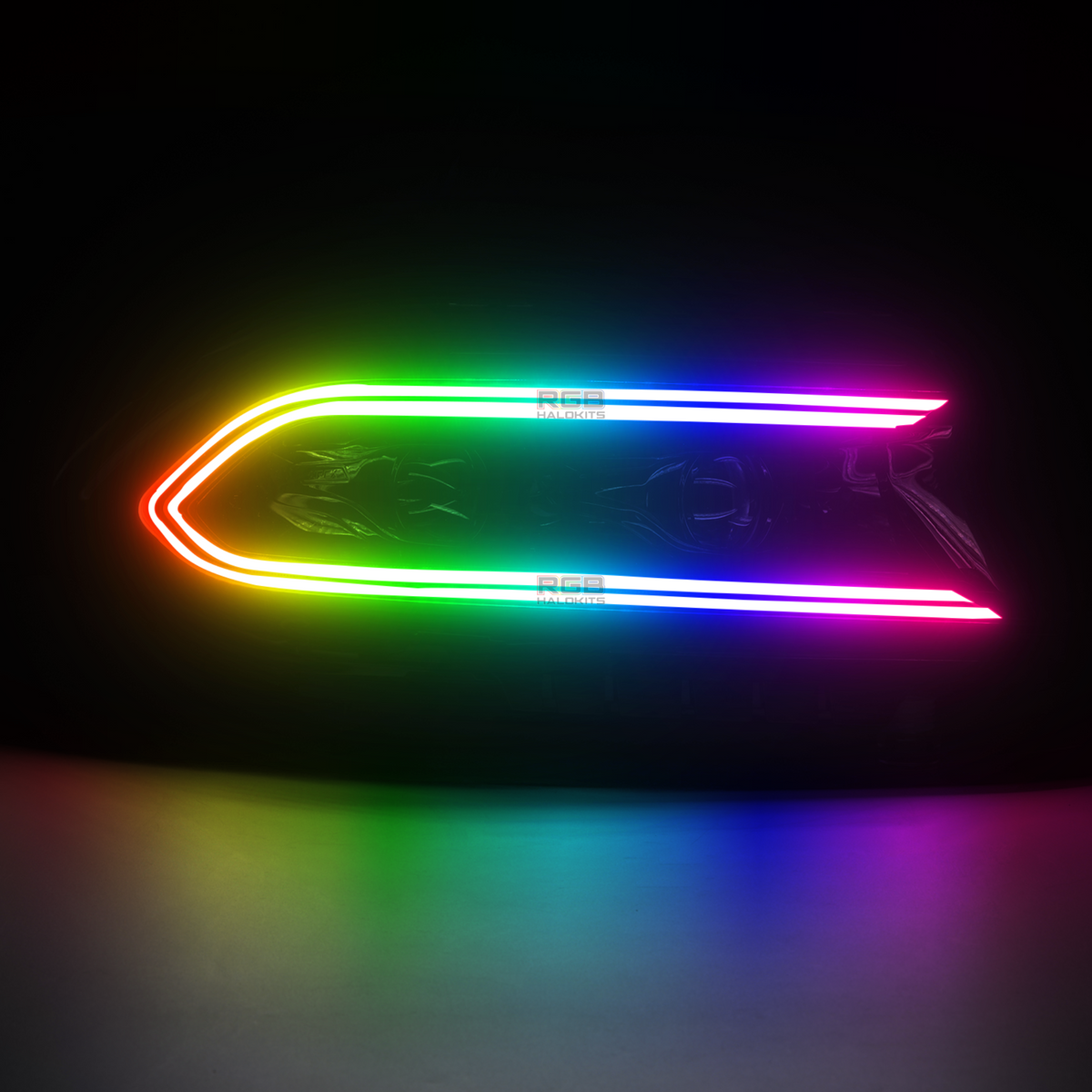 Dodge Charger: Multicolor Flow Series LUXX-Series LED Projector Headlights + Demon Eyes (2015–2023) – Custom Multicolor LED Lighting by RGB Halo Kits