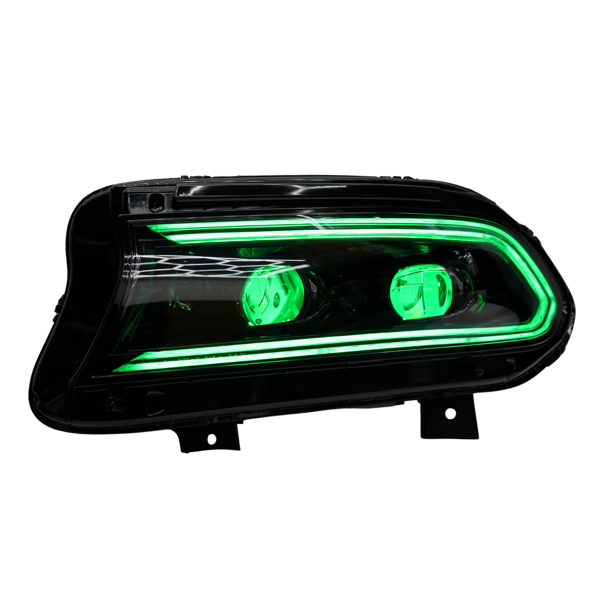 Dodge Charger: Multicolor Flow Series LUXX-Series LED Projector Headlights + Demon Eyes (2015–2023) – Custom Multicolor LED Lighting by RGB Halo Kits
