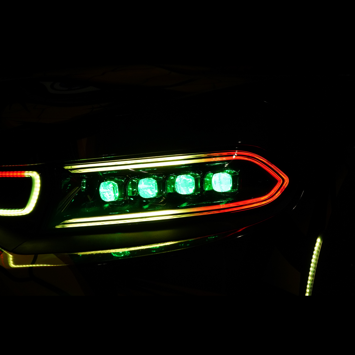 Dodge Charger: Multicolor Flow Series NOVA Headlights + Demon Eyes (2015–2023) – Custom Multicolor LED Lighting by RGB Halo Kits