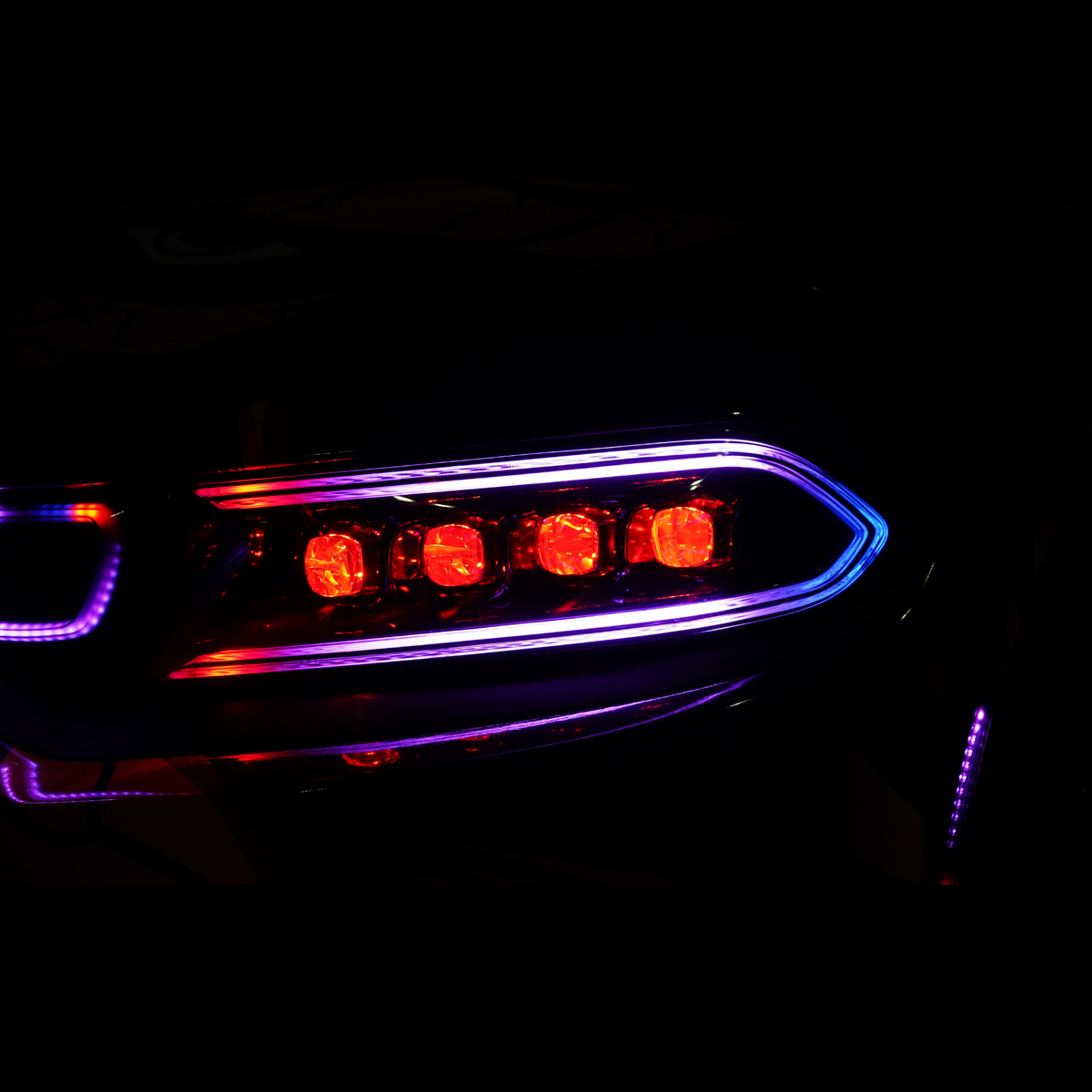 Dodge Charger: Multicolor Flow Series NOVA Headlights + Demon Eyes (2015–2023) – Custom Multicolor LED Lighting by RGB Halo Kits