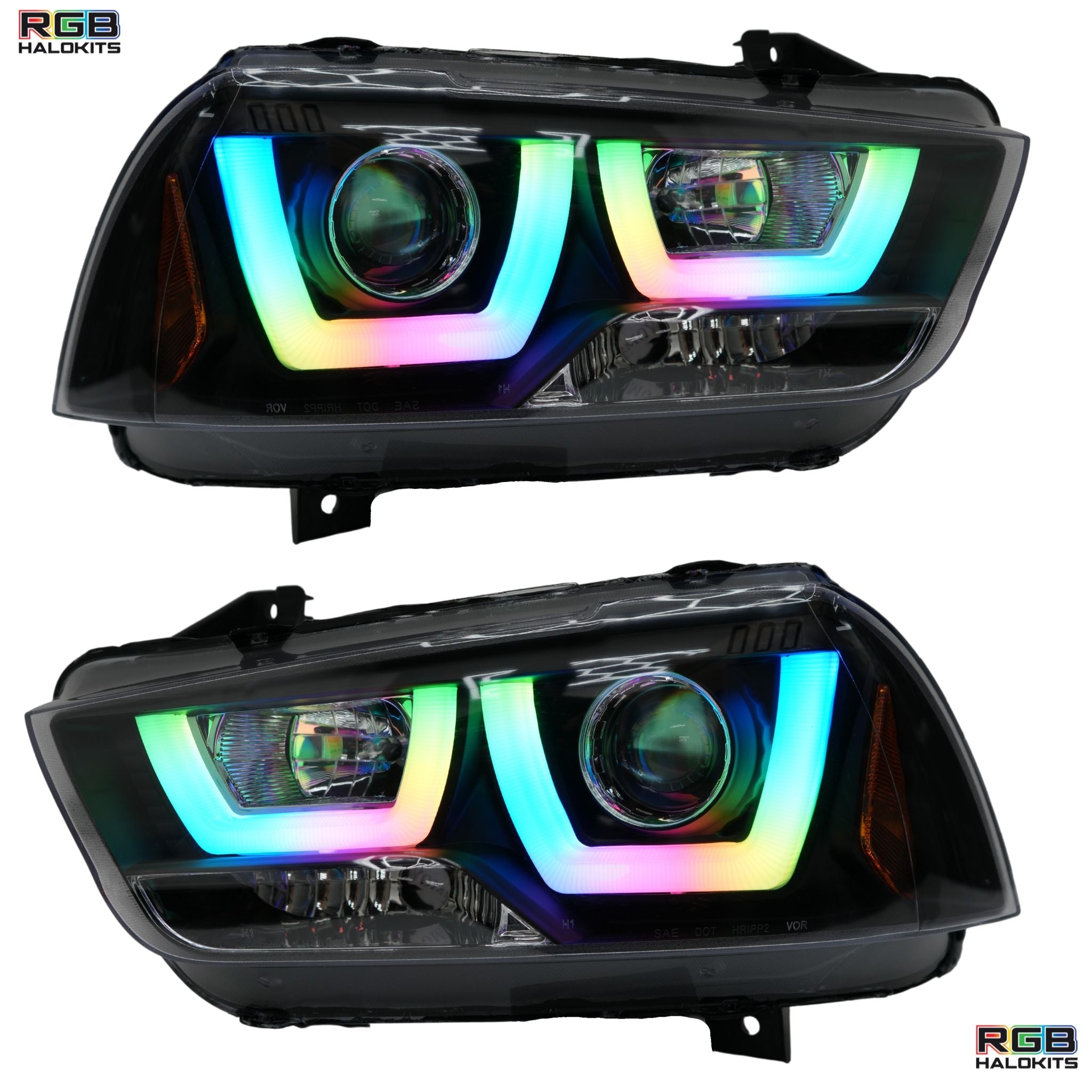 Dodge Charger Flow Series DRL Boards (for 2011-2014 Spec-D Headlights) – Custom Multicolor LED Lighting by RGB Halo Kits