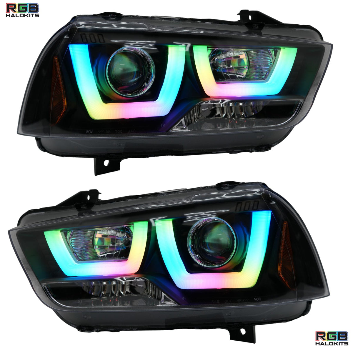 Dodge Charger Flow Series DRL Boards (for 2011-2014 Spec-D Headlights) – Custom Multicolor LED Lighting by RGB Halo Kits
