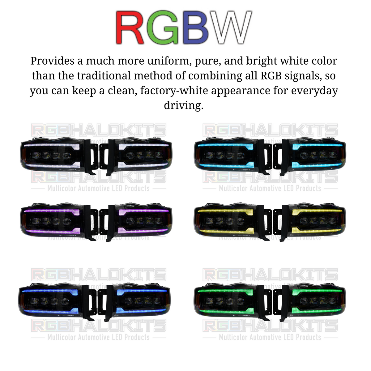 Dodge Ram HD: Multicolor Flow Series NOVA Headlights (2002-2005) – Custom Multicolor LED Lighting by RGB Halo Kits