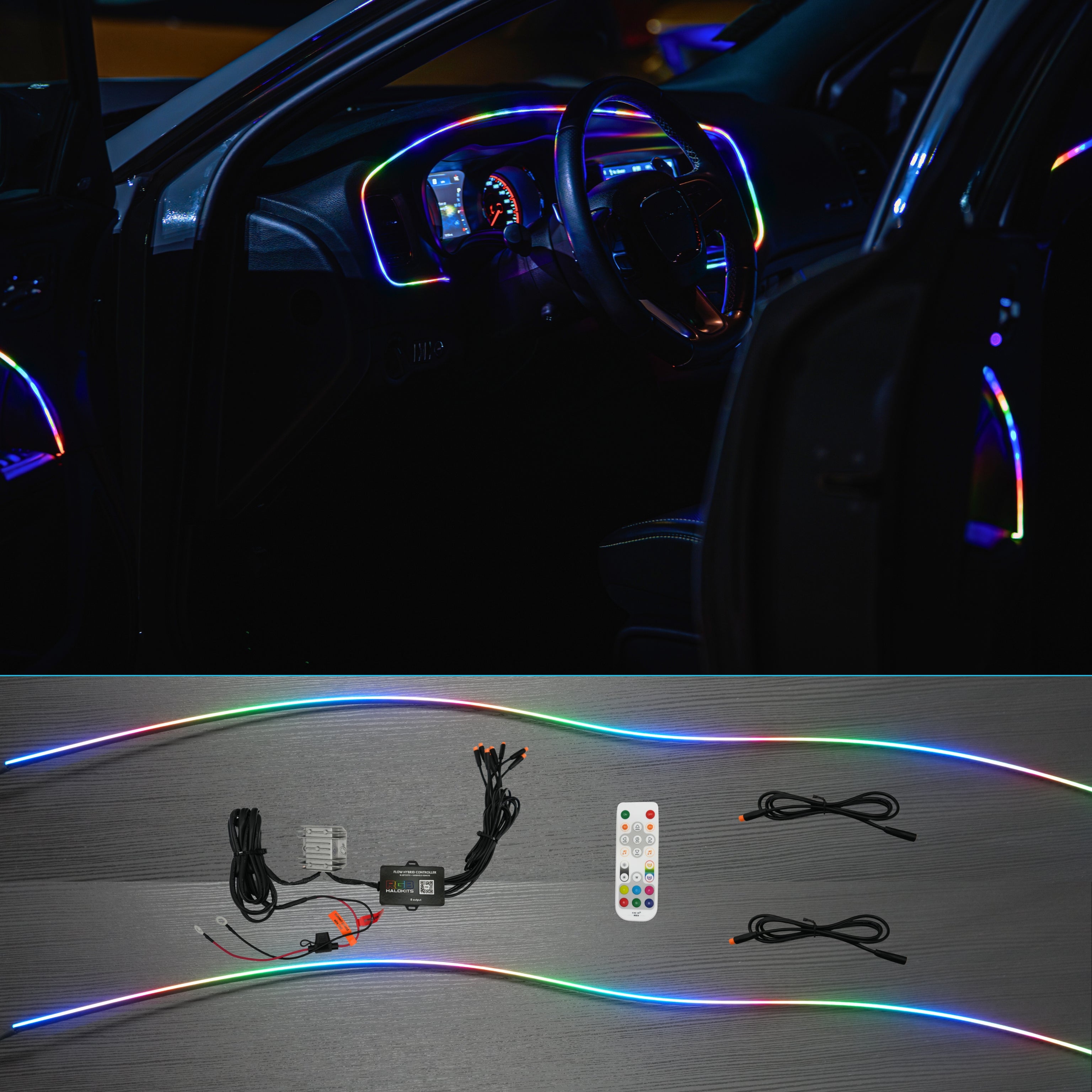 Flow Series Interior Trim Fiber optic Light Kit | 2–8pc Custom Setup – Custom Multicolor LED Lighting by RGB Halo Kits
