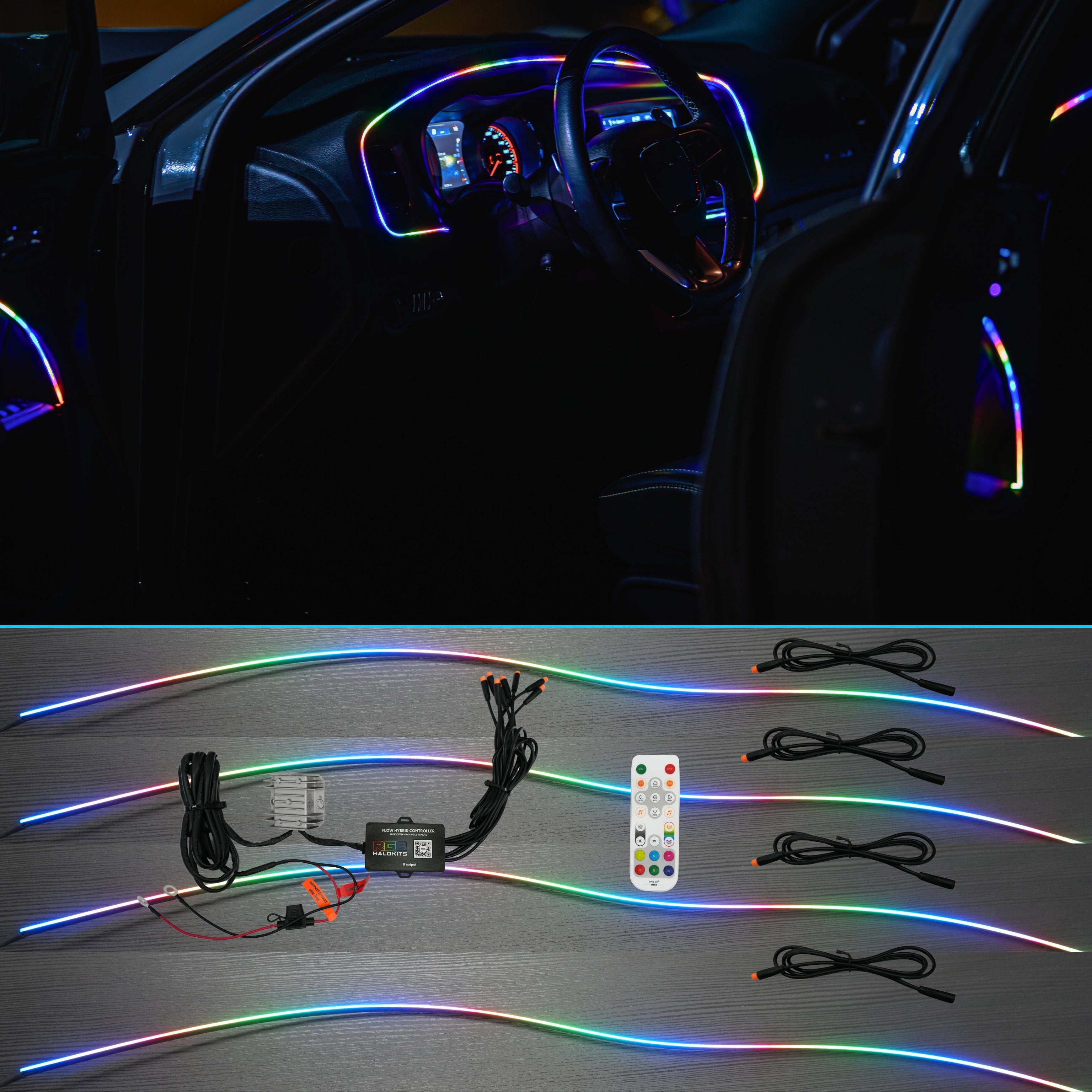 Flow Series Interior Trim Fiber optic Light Kit | 2–8pc Custom Setup – Custom Multicolor LED Lighting by RGB Halo Kits