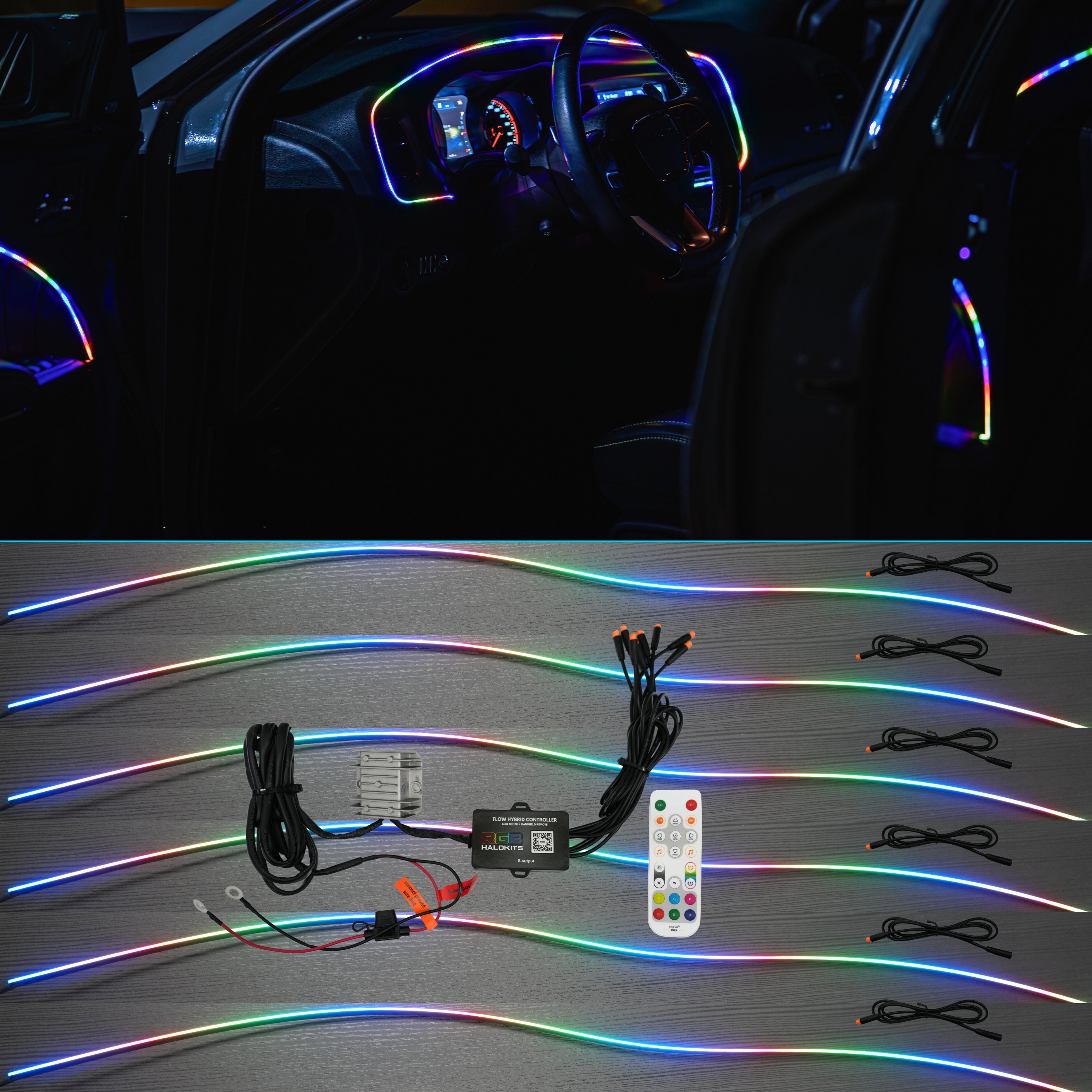 Flow Series Interior Trim Fiber optic Light Kit | 2–8pc Custom Setup – Custom Multicolor LED Lighting by RGB Halo Kits