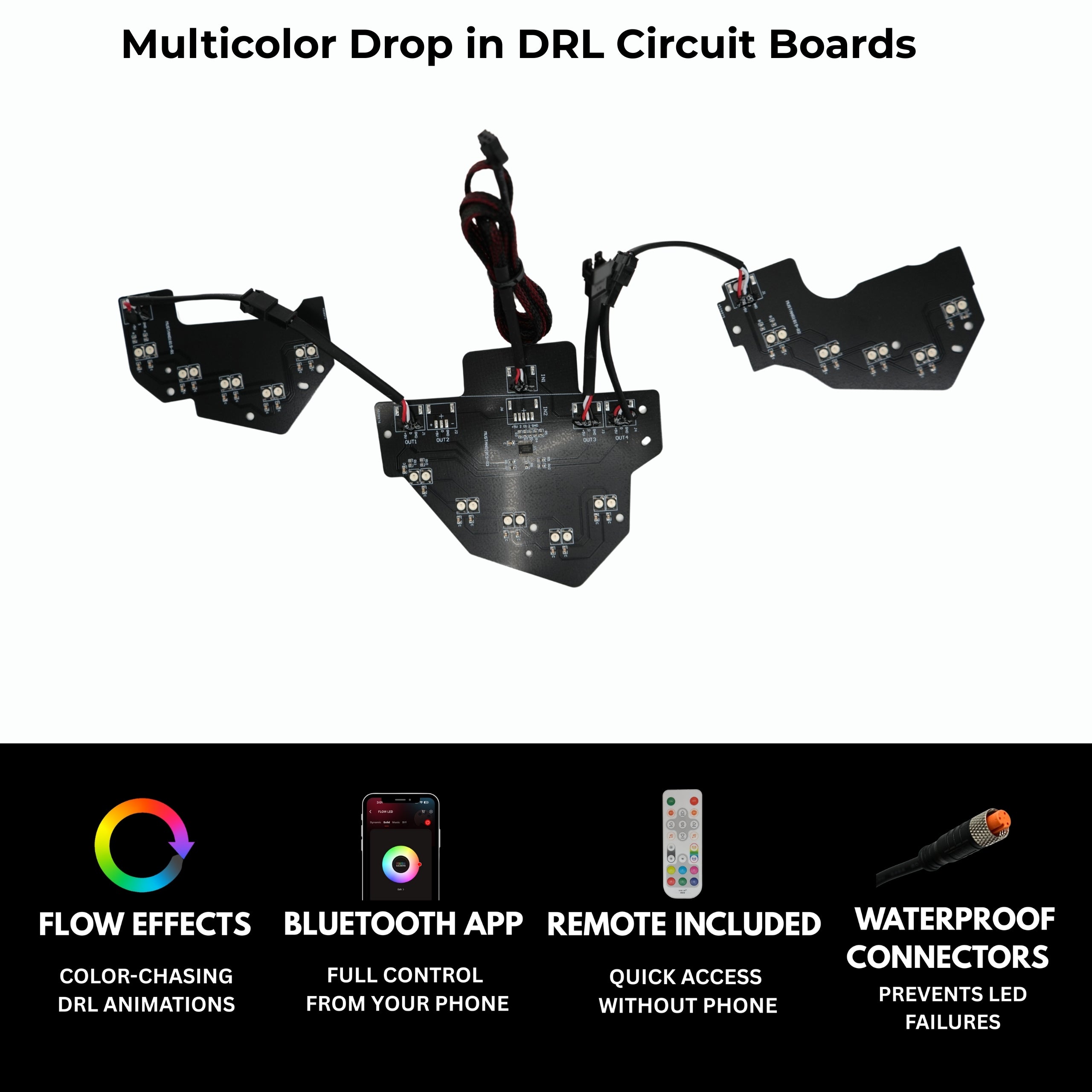 Ford Mustang Multicolor Flow Series DRL Boards (2018-2023) – Custom Multicolor LED Lighting by RGB Halo Kits