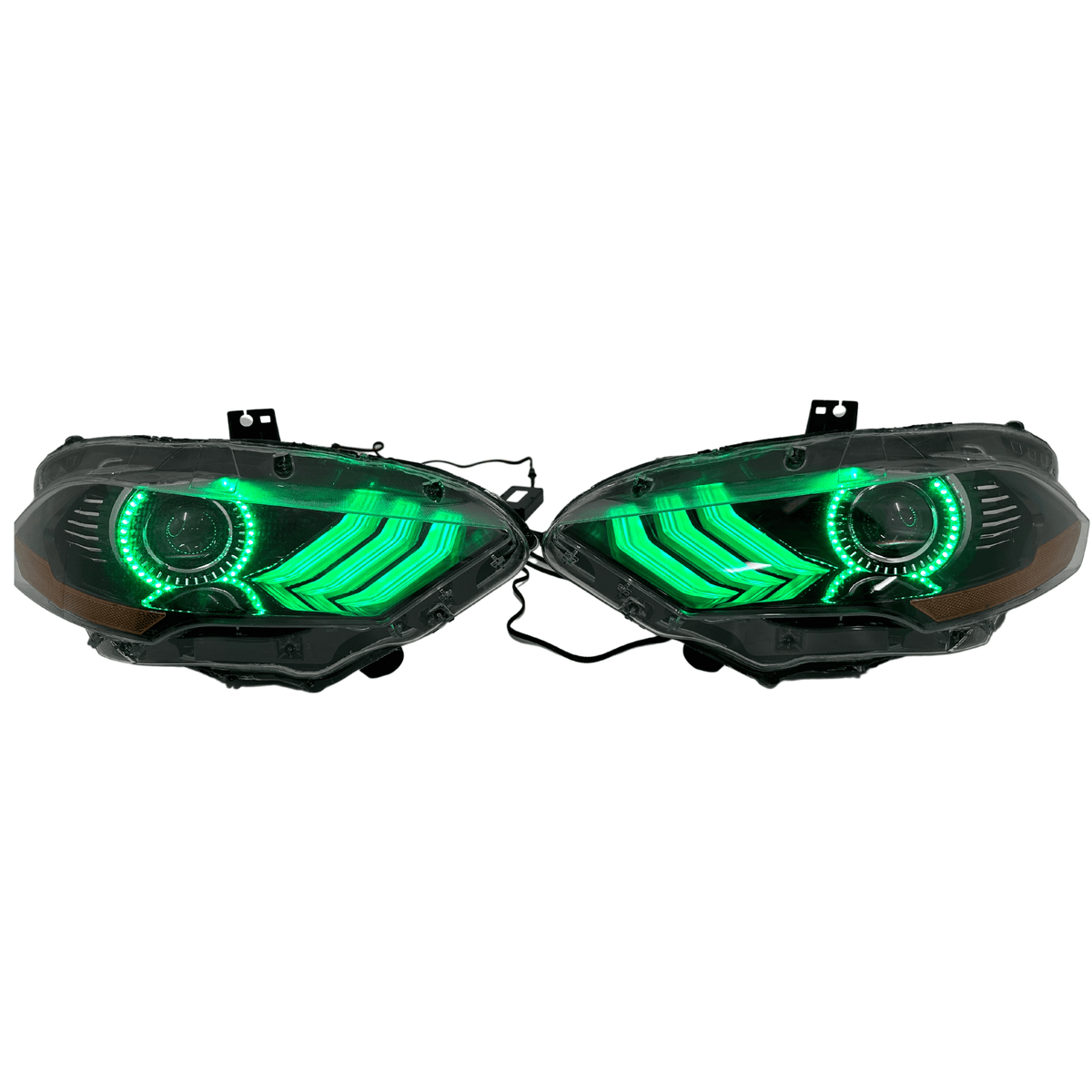 (2018-2023) Ford Mustang: Multicolor Flow Headlights w/ Halos – Custom Multicolor LED Lighting by RGB Halo Kits