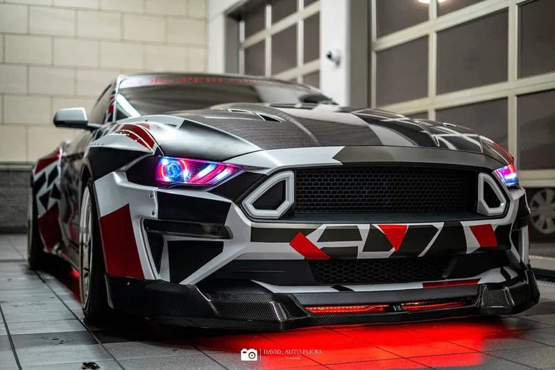 (2018-2023) Ford Mustang: Multicolor Flow Headlights w/ Halos – Custom Multicolor LED Lighting by RGB Halo Kits