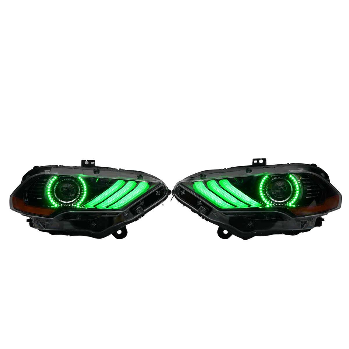 (2018-2023) Ford Mustang: Multicolor Flow Headlights w/ Halos – Custom Multicolor LED Lighting by RGB Halo Kits