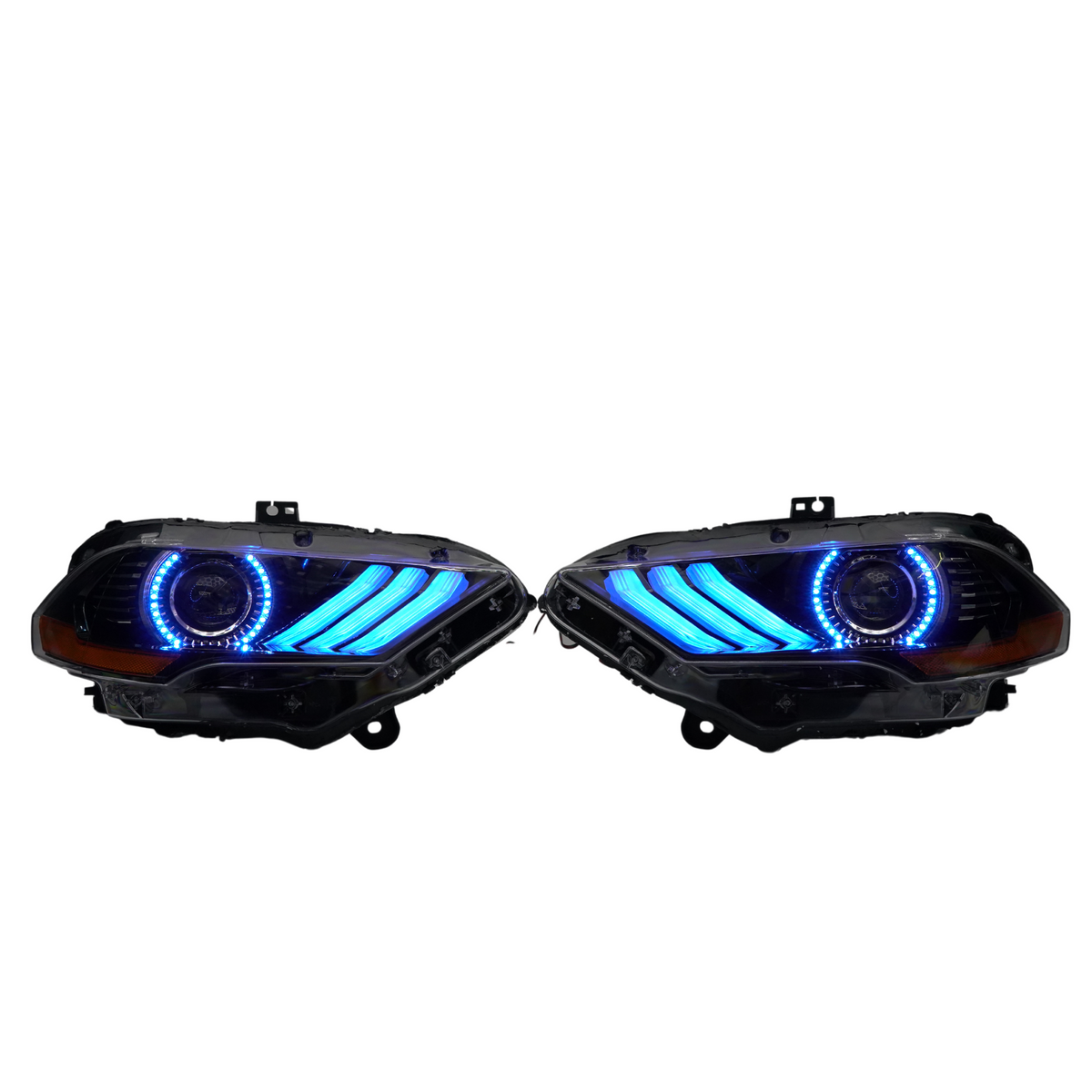 (2018-2023) Ford Mustang: Multicolor Flow Headlights w/ Halos – Custom Multicolor LED Lighting by RGB Halo Kits