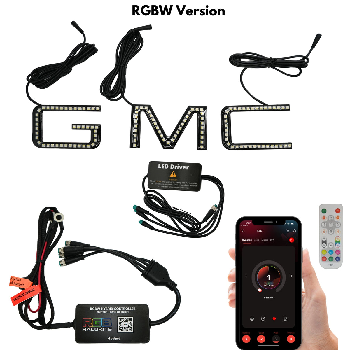 GMC LED Emblem: Multicolor (1999-2026) – Custom Multicolor LED Lighting by RGB Halo Kits