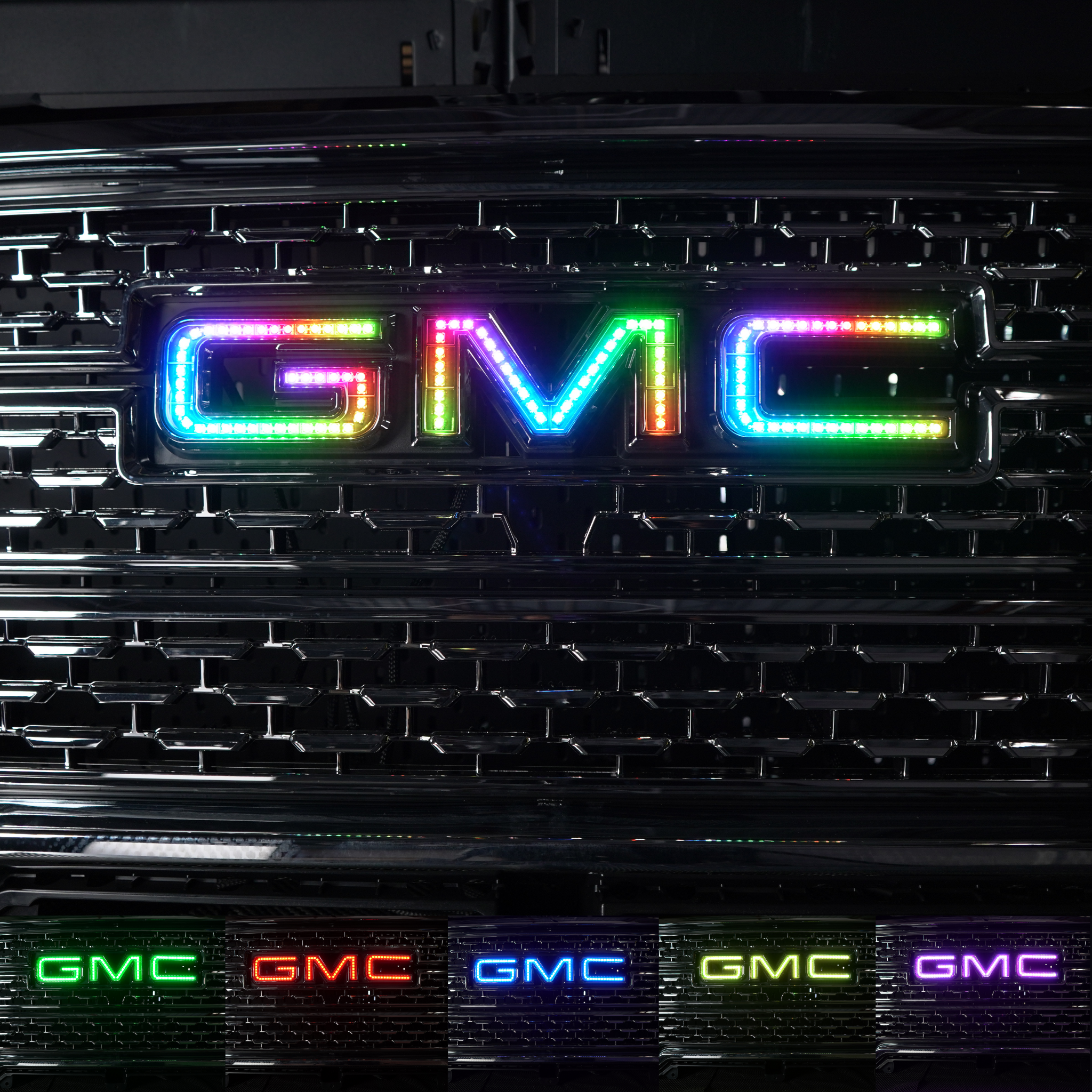 GMC LED Emblem: Multicolor (1999-2024) (tiktok) â€“ Custom Multicolor LED Lighting by RGB Halo Kits