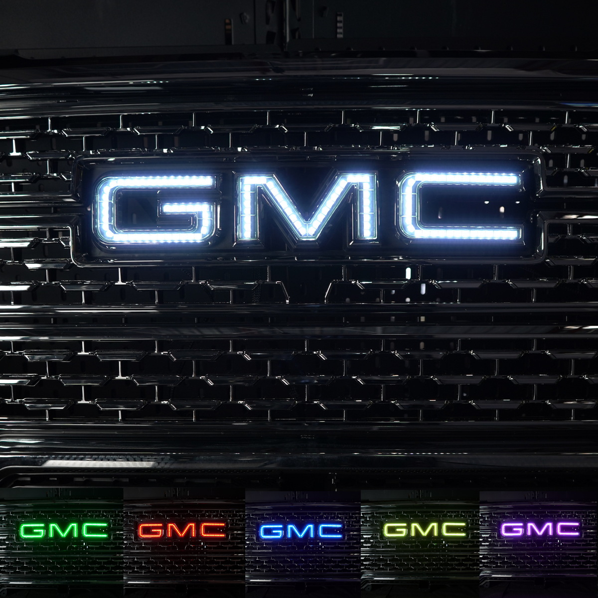 GMC LED Emblem: Multicolor (1999-2024) (tiktok) – Custom Multicolor LED Lighting by RGB Halo Kits