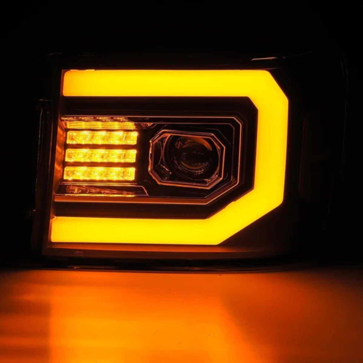 GMC Sierra: Multicolor Flow Series Jet Black Headlights (2007-2013) | Alpharex – Custom Multicolor LED Lighting by RGB Halo Kits
