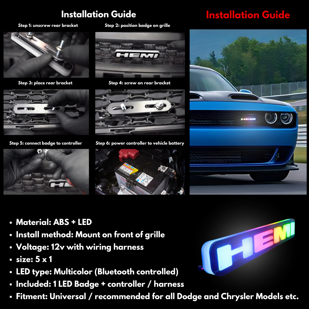 Hemi LED Badge (Multicolor Flow) â€“ Custom Multicolor LED Lighting by RGB Halo Kits