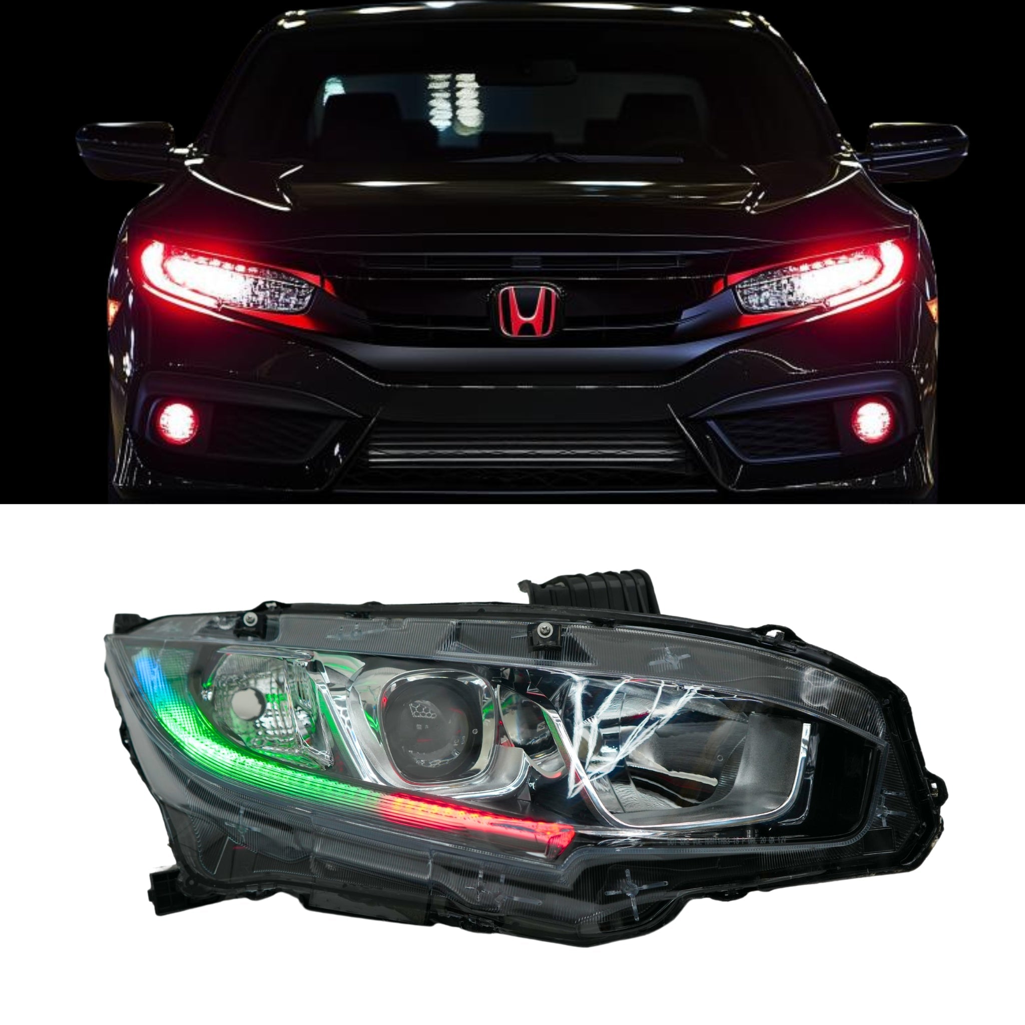 Honda Civic Multicolor Flow Series DRL Boards (2016-2021) – Custom Multicolor LED Lighting by RGB Halo Kits