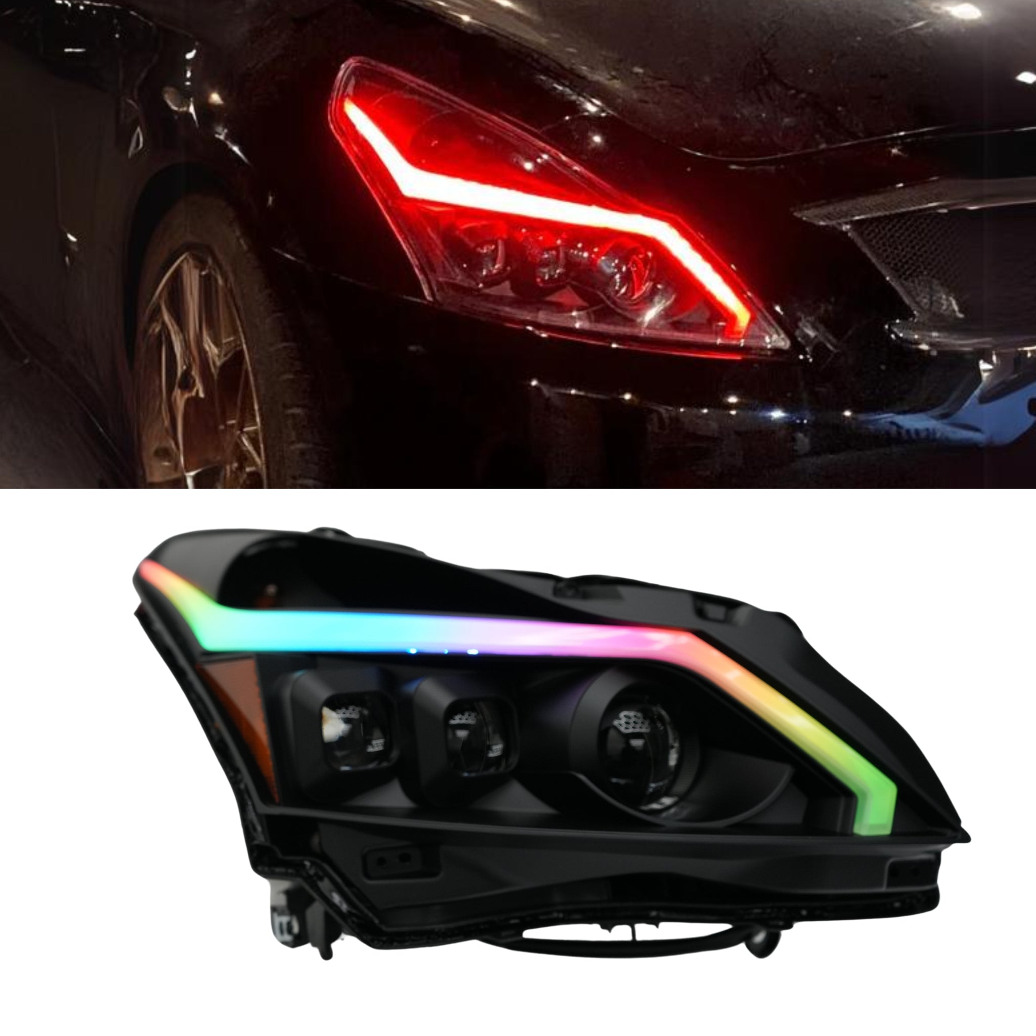 (2010-2013) Infiniti G37 Multicolor Flow DRL Boards (for Spyder Headlights only) – Custom Multicolor LED Lighting by RGB Halo Kits