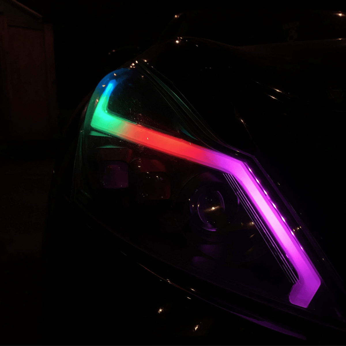 Infiniti G37: Multicolor Flow Series Headlights (2010-2013) – Custom Multicolor LED Lighting by RGB Halo Kits