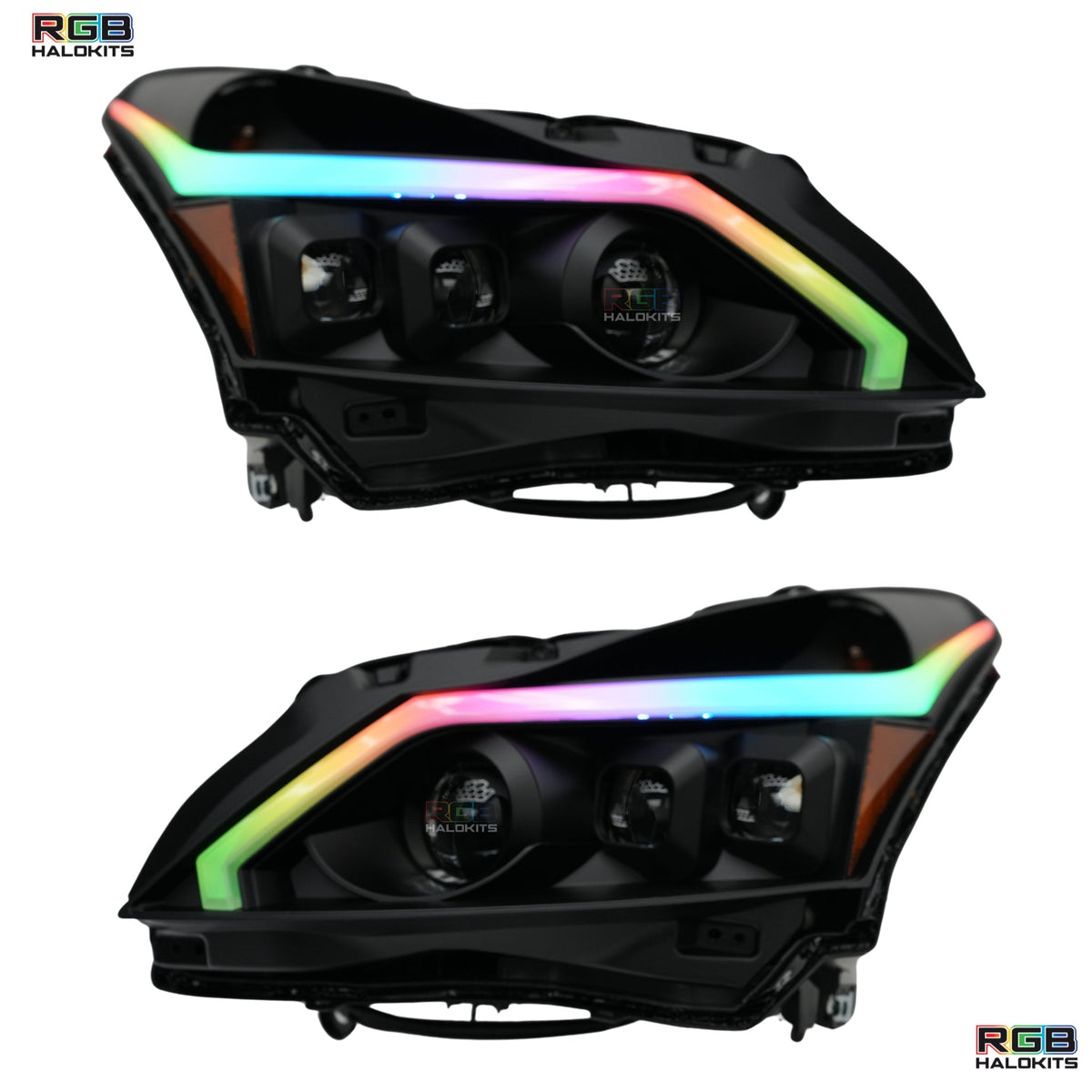 Infiniti G37: Multicolor Flow Series Headlights (2010-2013) – Custom Multicolor LED Lighting by RGB Halo Kits