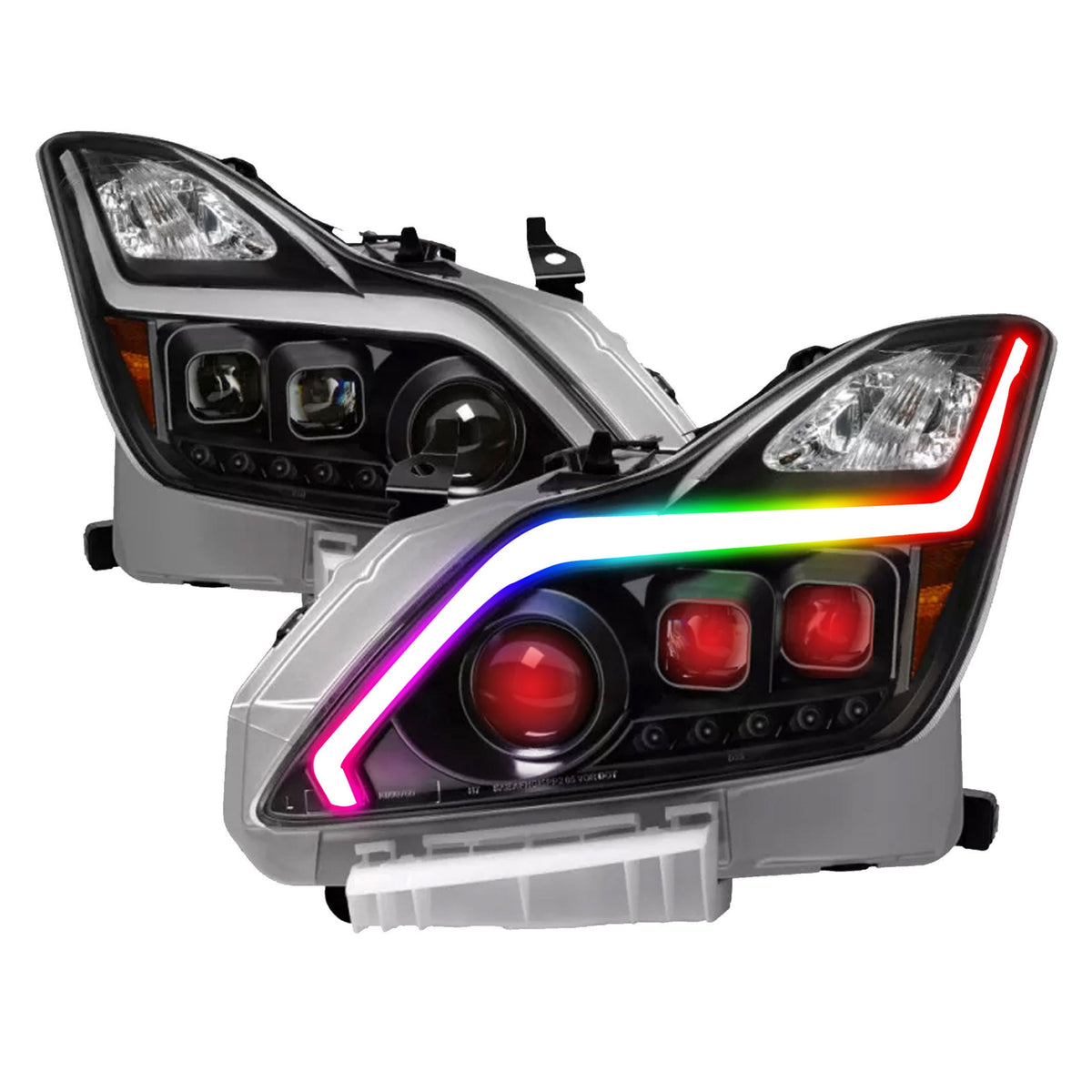 Infiniti G37: Multicolor Flow Series Headlights (2010-2013) – Custom Multicolor LED Lighting by RGB Halo Kits