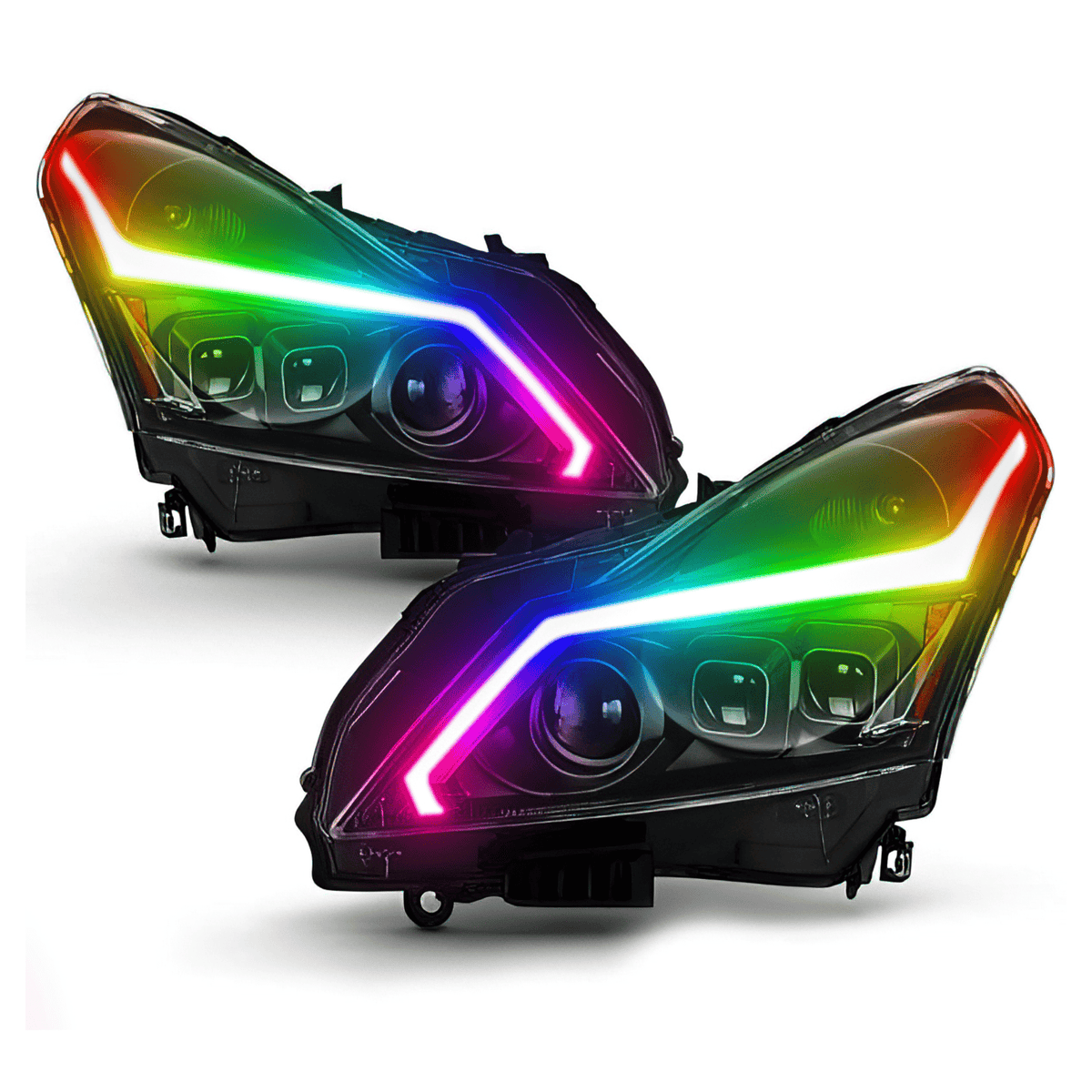 Infiniti G37: Multicolor Flow Series Headlights (2010-2013) – Custom Multicolor LED Lighting by RGB Halo Kits