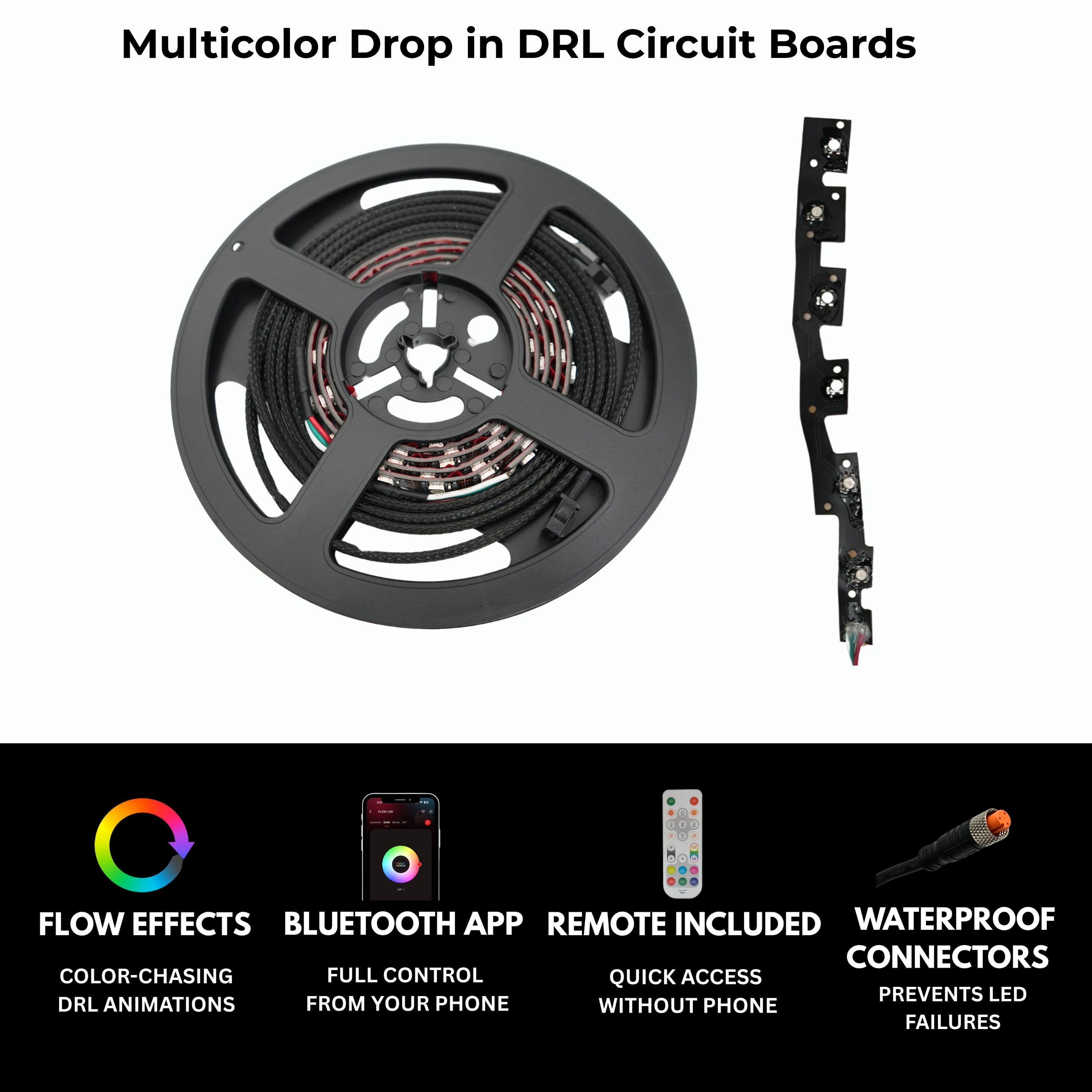 Infiniti Q50 Multicolor Flow DRL Boards (2014-2024) – Custom Multicolor LED Lighting by RGB Halo Kits