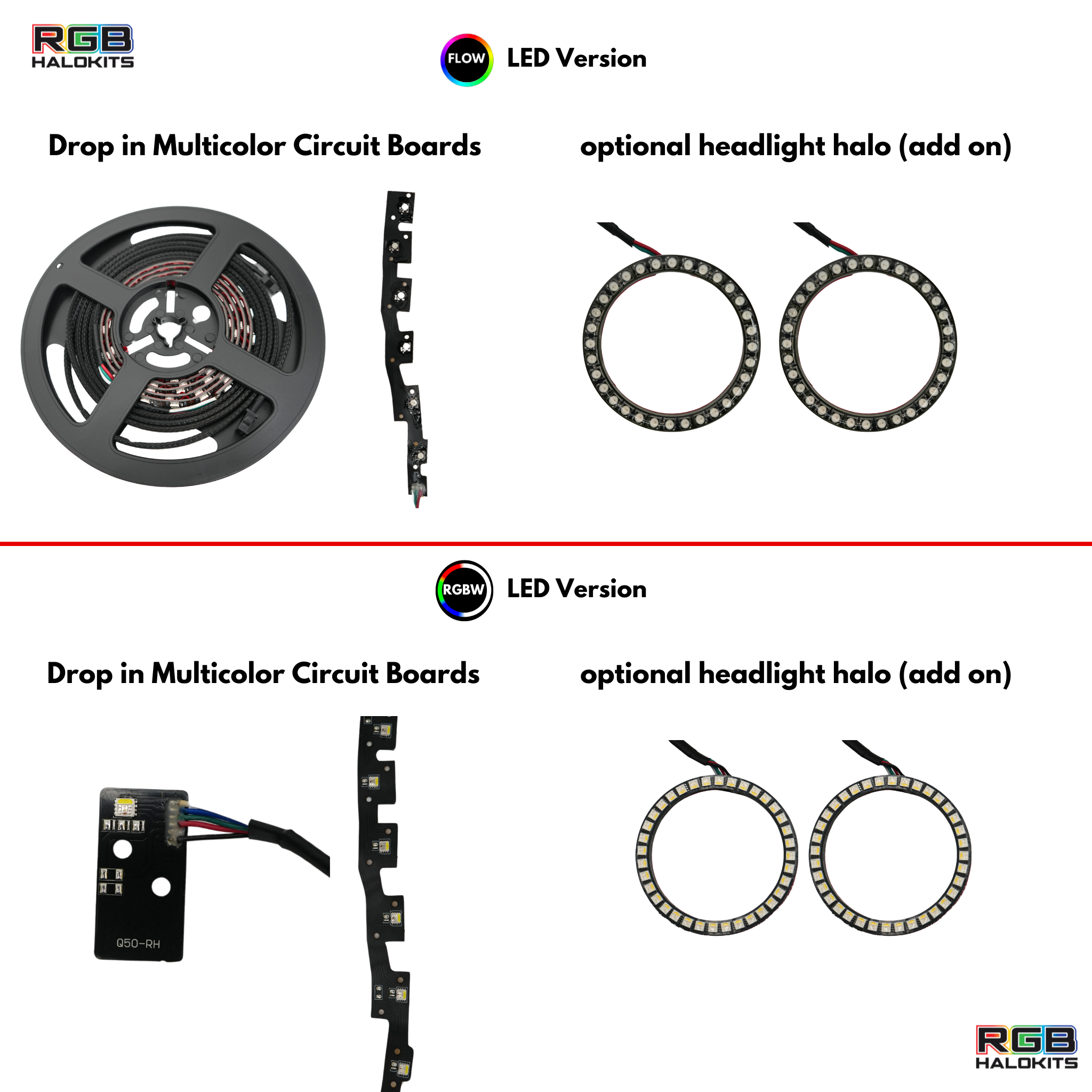 Infiniti Q50 Multicolor Flow DRL Boards (2014-2024) – Custom Multicolor LED Lighting by RGB Halo Kits