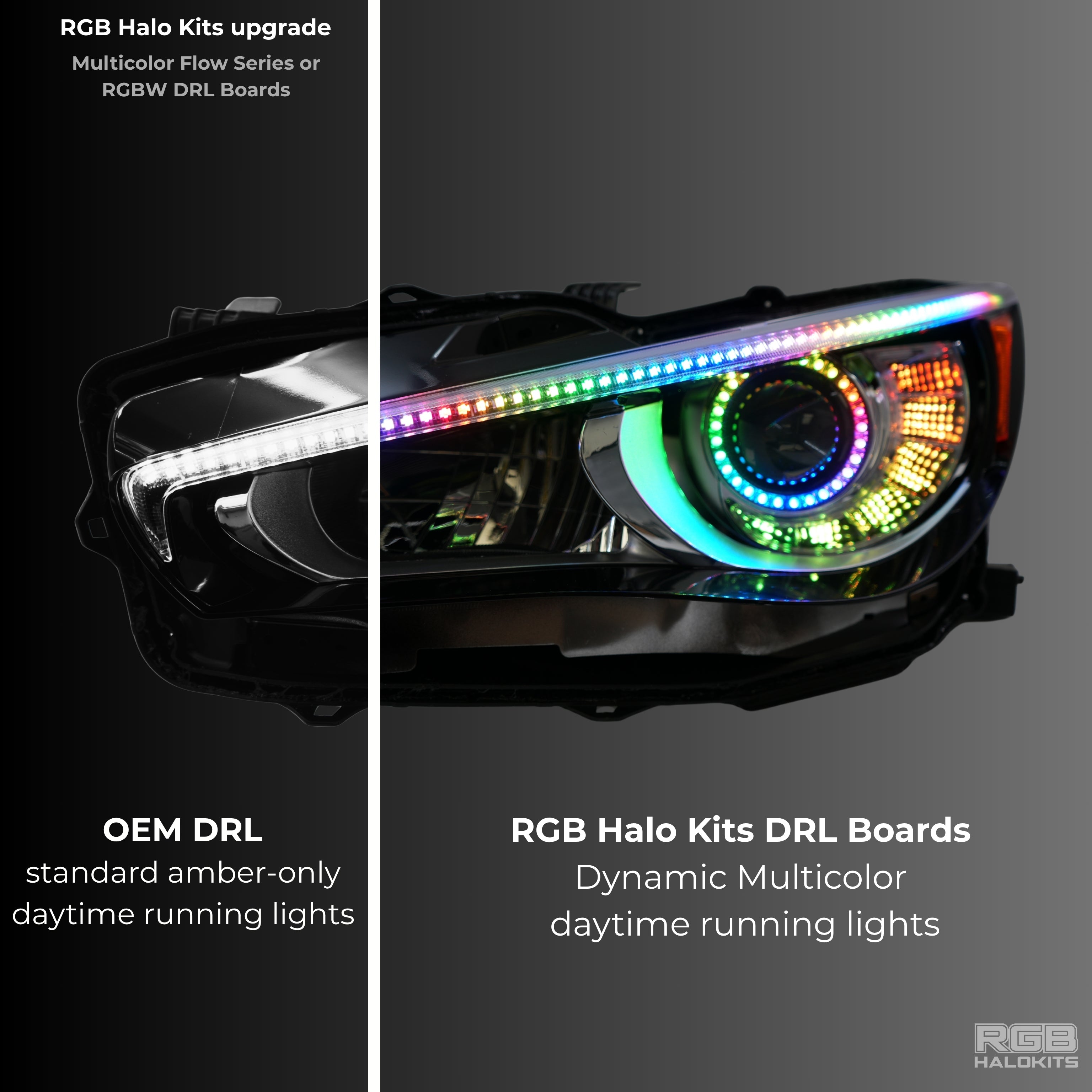 Infiniti Q50 Multicolor Flow DRL Boards (2014-2024) – Custom Multicolor LED Lighting by RGB Halo Kits