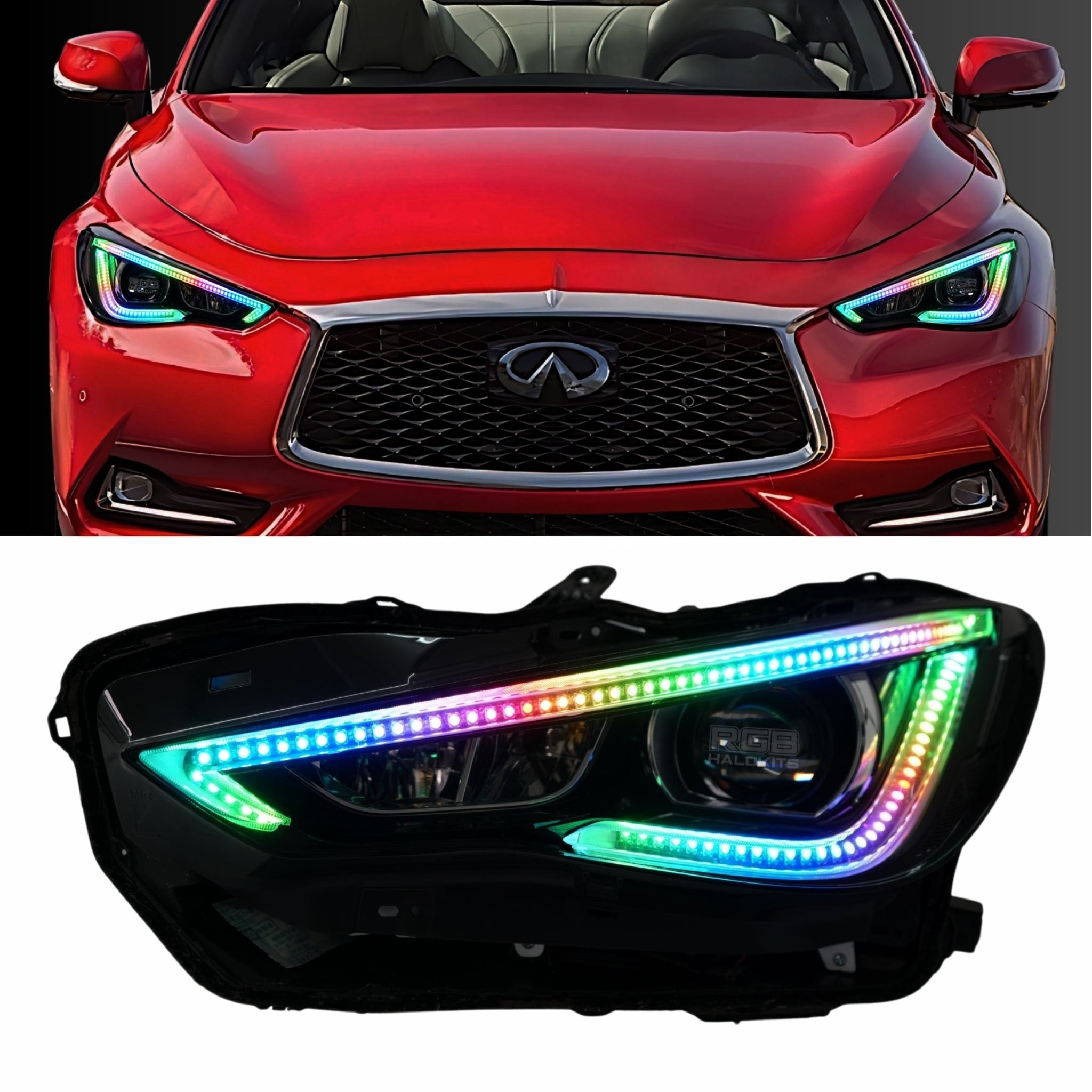 Infiniti Q60 DRL Boards (Multicolor Flow) 2016-2022 – Custom Multicolor LED Lighting by RGB Halo Kits