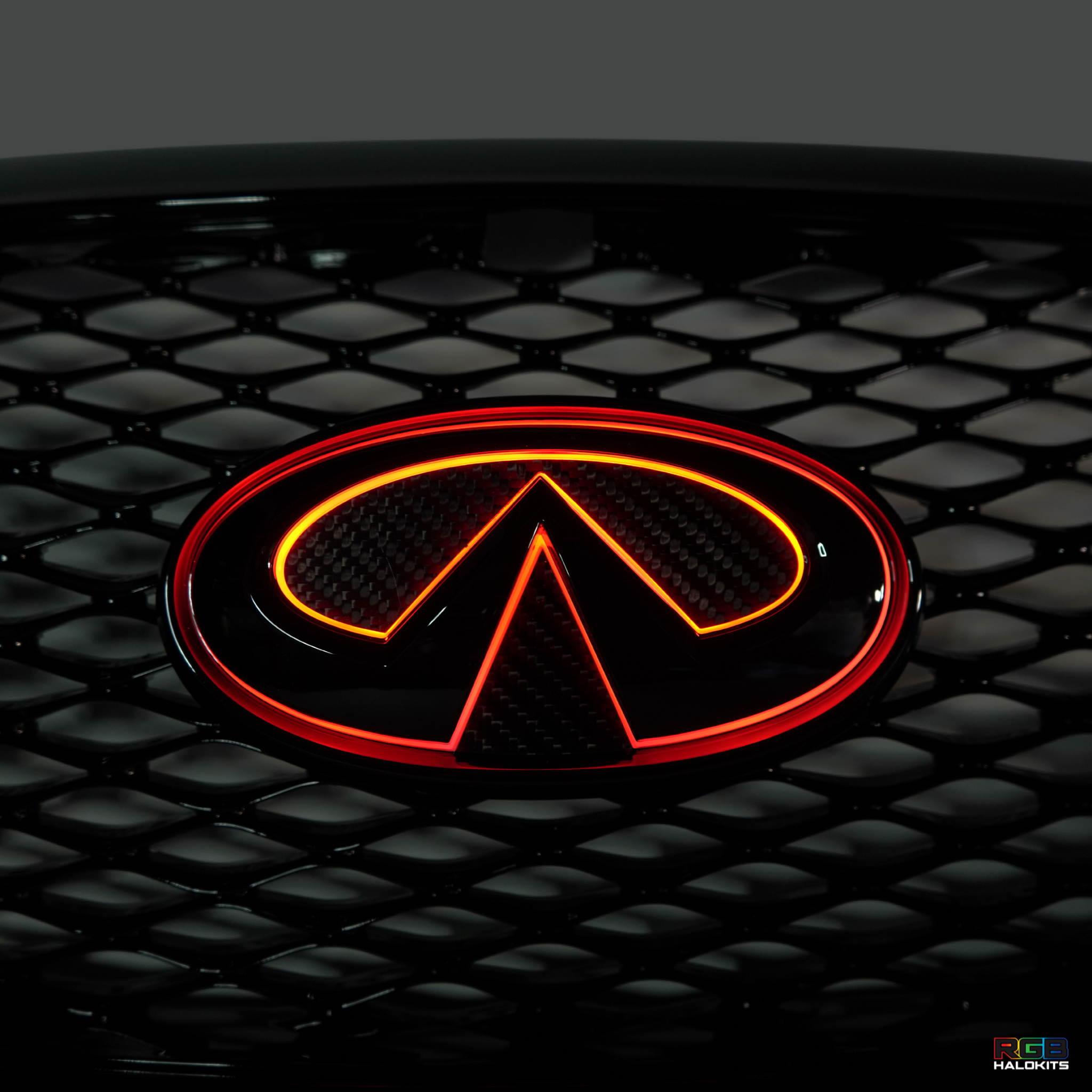 Infiniti Q60 RGB LED Emblem (2014-2022) â€“ Custom Multicolor LED Lighting by RGB Halo Kits