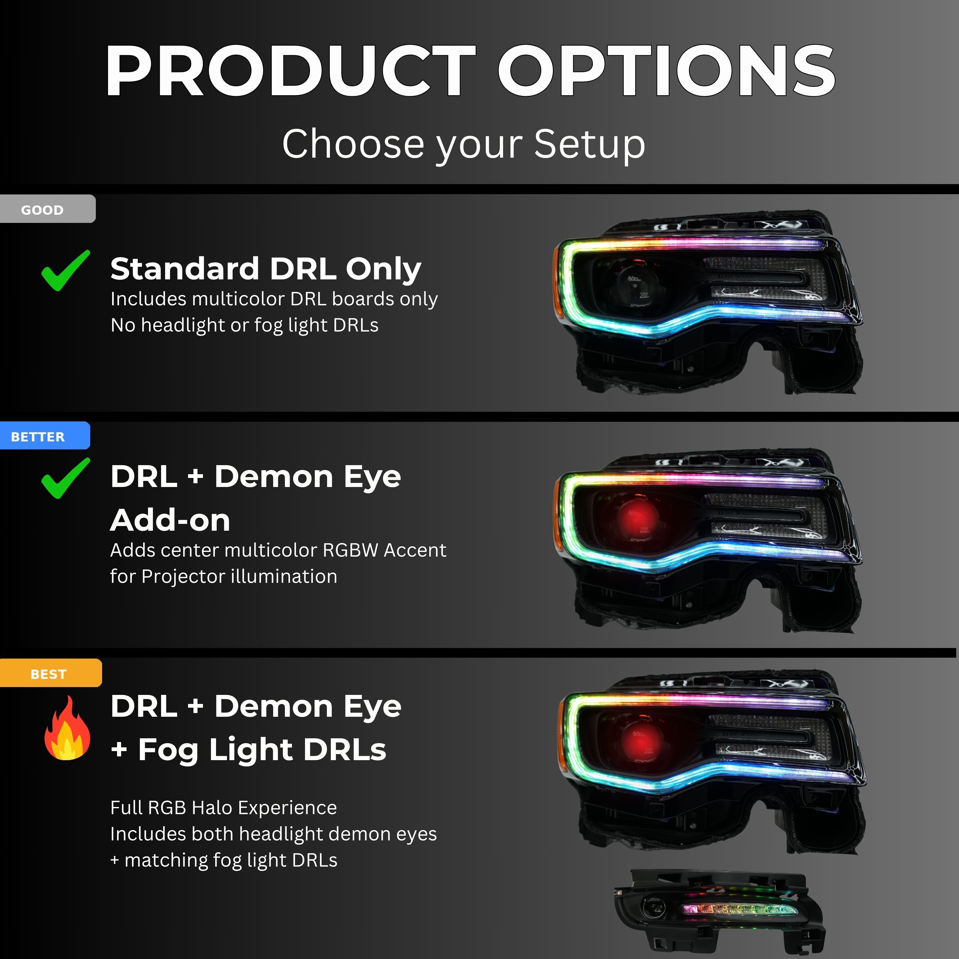 Jeep Grand Cherokee Multicolor DRL Boards (2014-2021) – Custom Multicolor LED Lighting by RGB Halo Kits