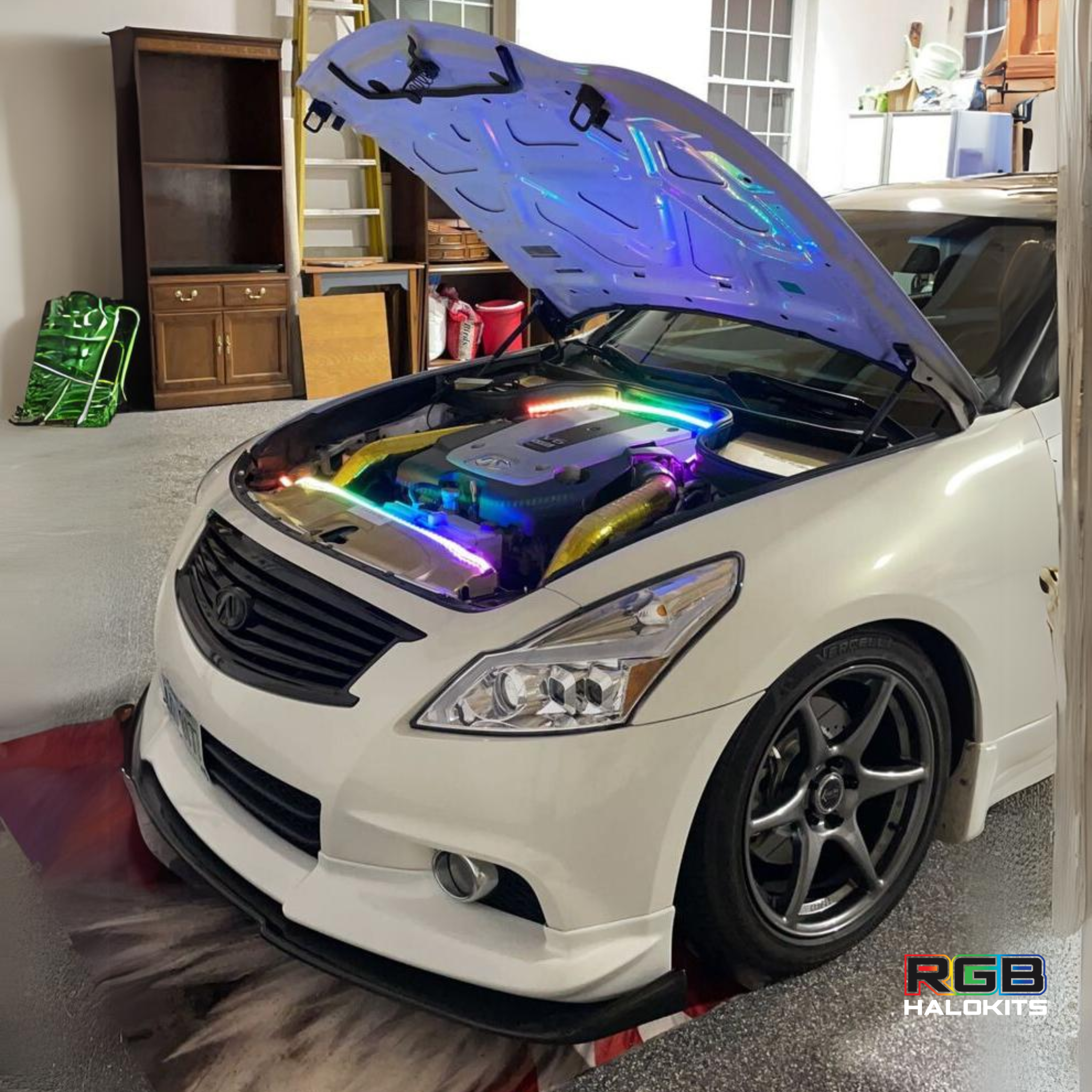 Engine Bay Multicolor Lighting Kit - RGB Halo Kits Multicolor Flow Series Color Chasing RGBWA LED headlight kit Oracle Lighting Trendz OneUpLighting Morimoto theretrofitsource AutoLEDTech Diode Dynamics