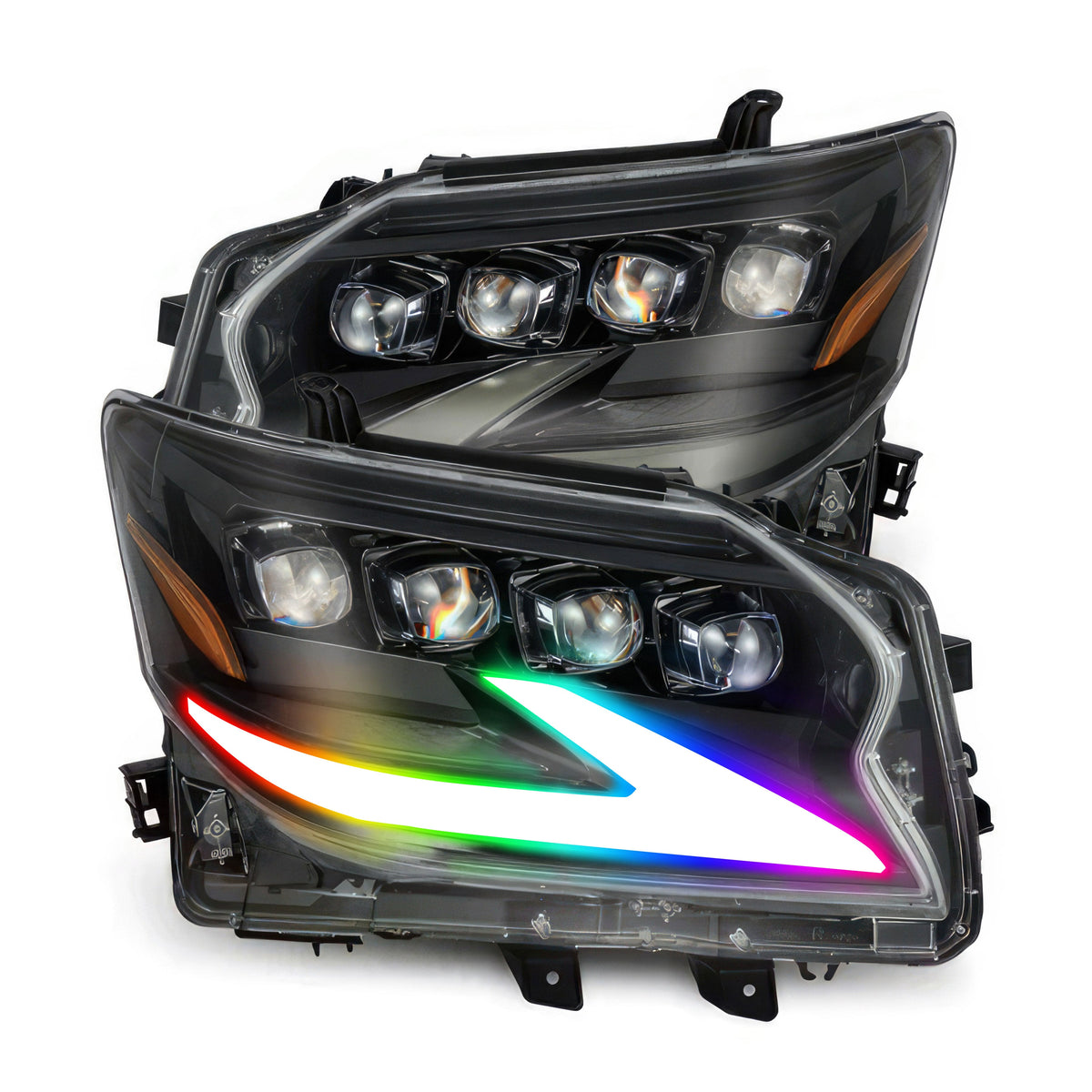 Lexus GX 460 (2014-2023): Multicolor Flow Series Alphablack Nova-series Headlights | Alpharex – Custom Multicolor LED Lighting by RGB Halo Kits