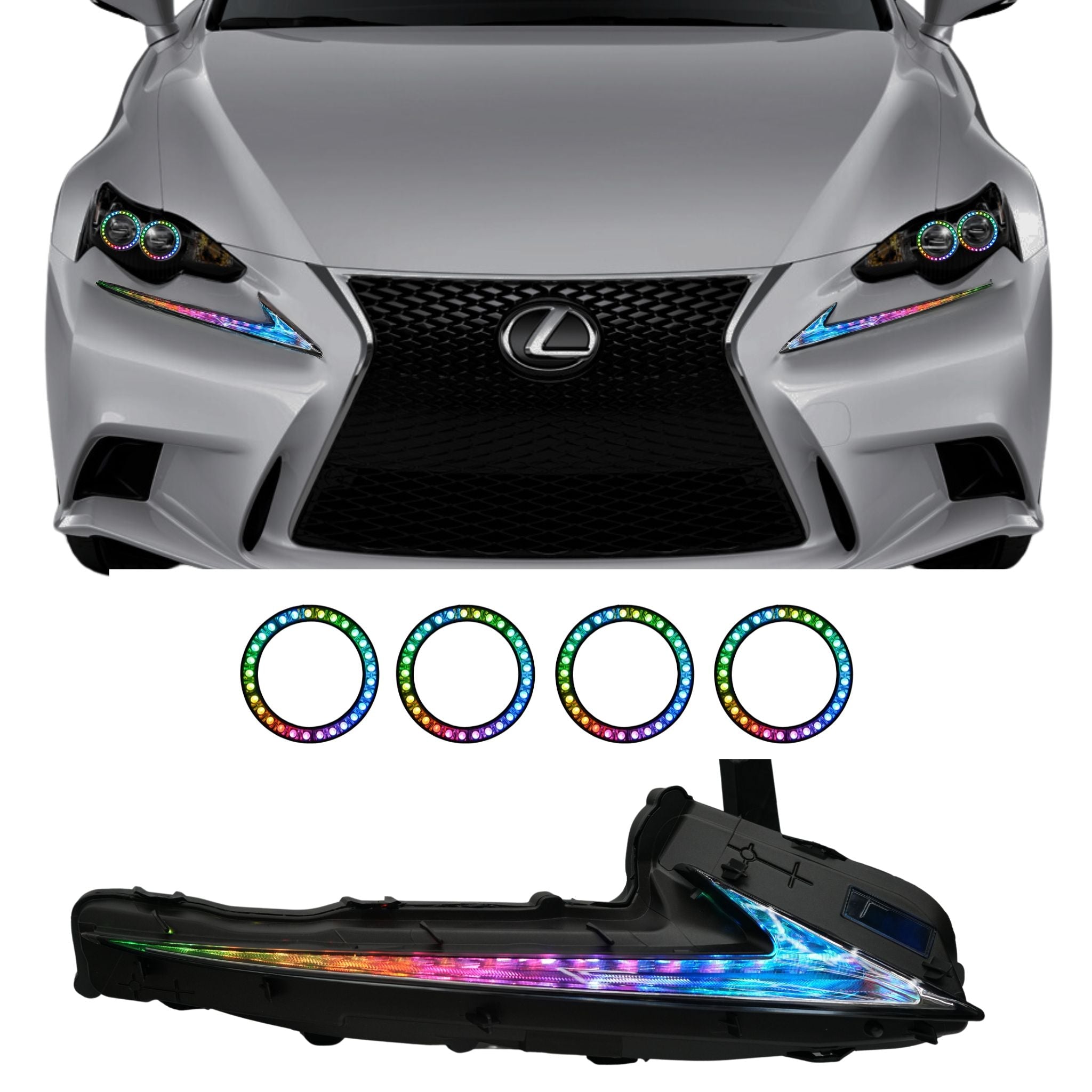 Lexus IS Multicolor Flow Series DRL Boards (2014-2020) – Custom Multicolor LED Lighting by RGB Halo Kits