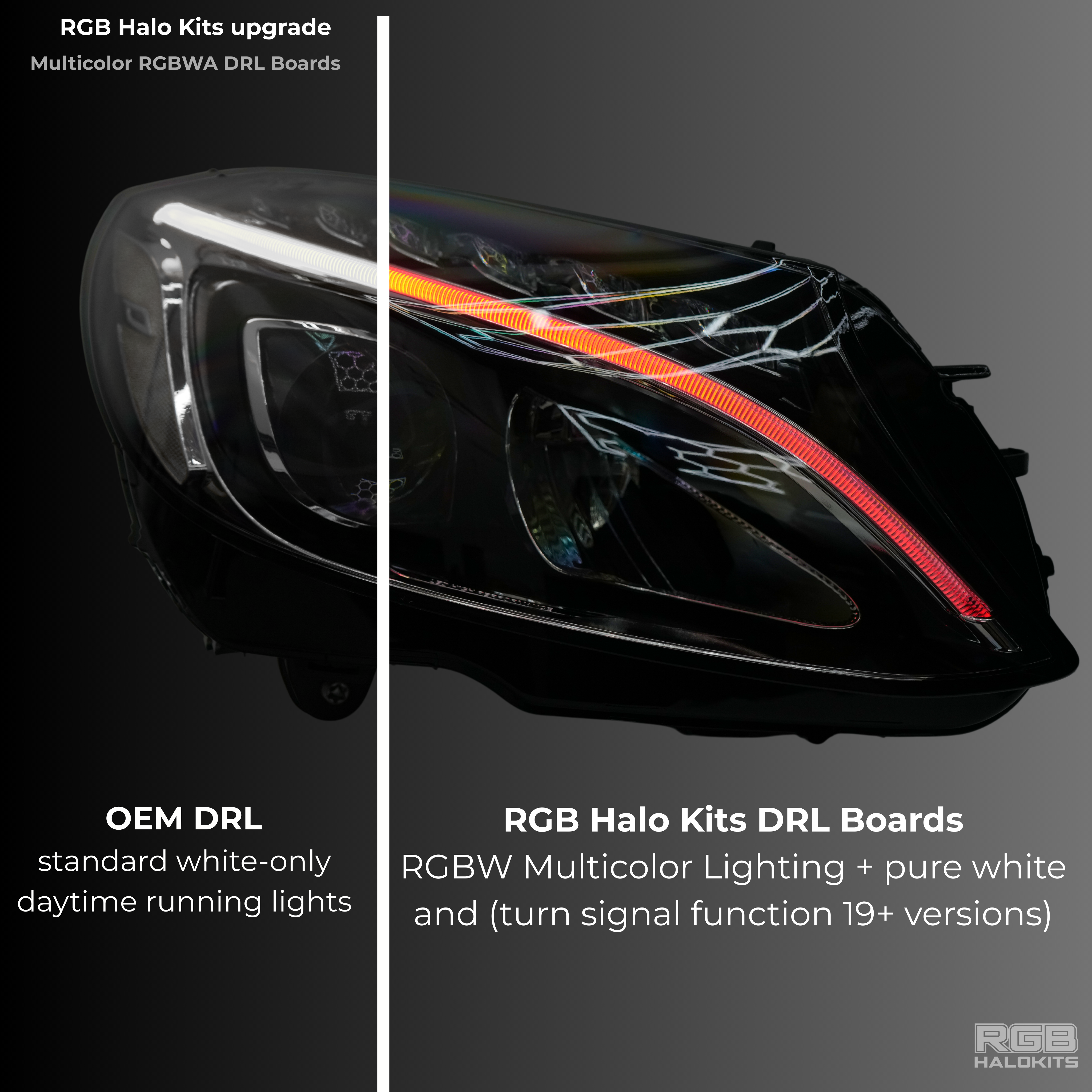 Mercedes Benz C-Class RGBW Multicolor DRL Boards (2015-2023) – Custom Multicolor LED Lighting by RGB Halo Kits