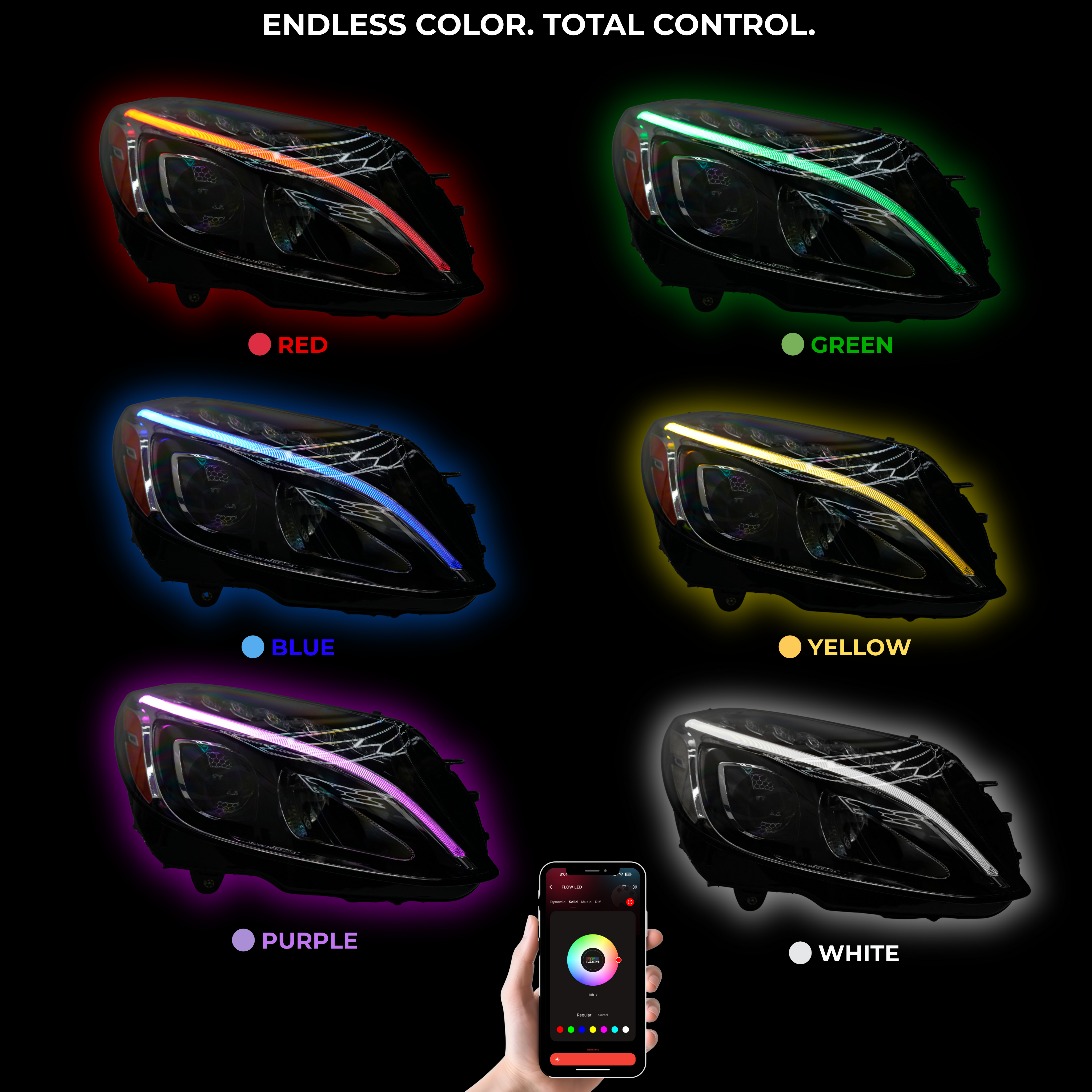 Mercedes Benz C-Class RGBW Multicolor DRL Boards (2015-2023) – Custom Multicolor LED Lighting by RGB Halo Kits
