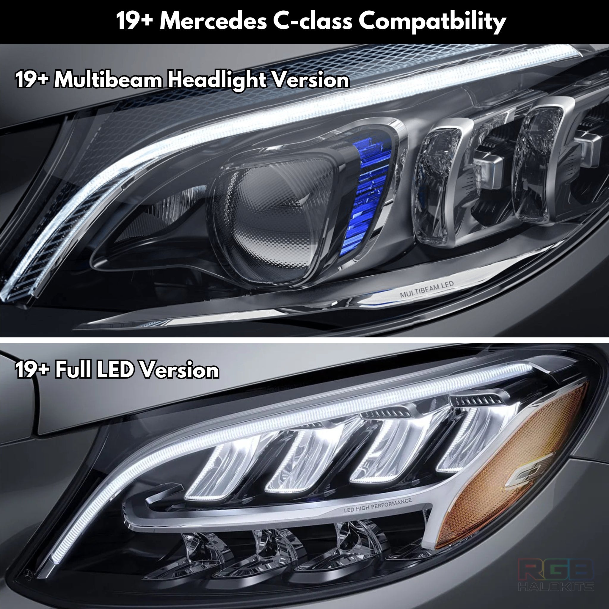 Mercedes Benz C-Class RGBW Multicolor DRL Boards (2015-2023) – Custom Multicolor LED Lighting by RGB Halo Kits