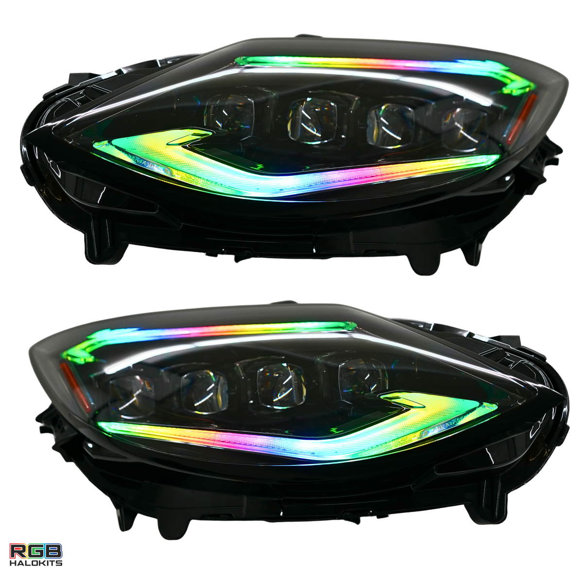 Nissan Z: Multicolor Flow Series Alphablack Nova-series Headlights (2023-2025) | Alpharex – Custom Multicolor LED Lighting by RGB Halo Kits
