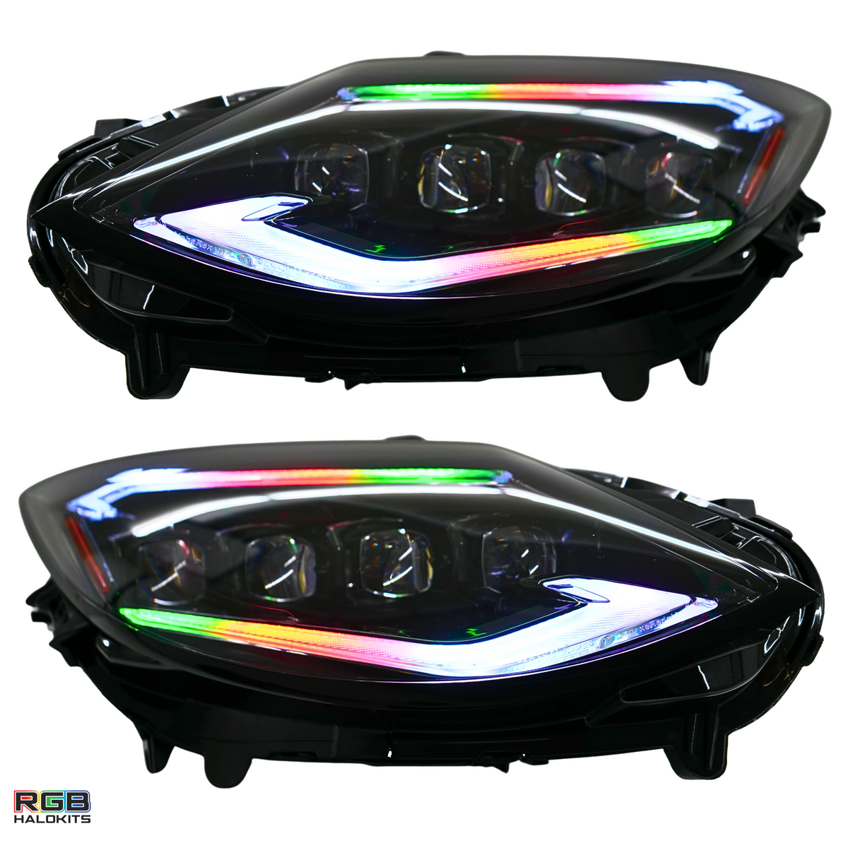 Nissan Z: Multicolor Flow Series Alphablack Nova-series Headlights (2023-2025) | Alpharex – Custom Multicolor LED Lighting by RGB Halo Kits