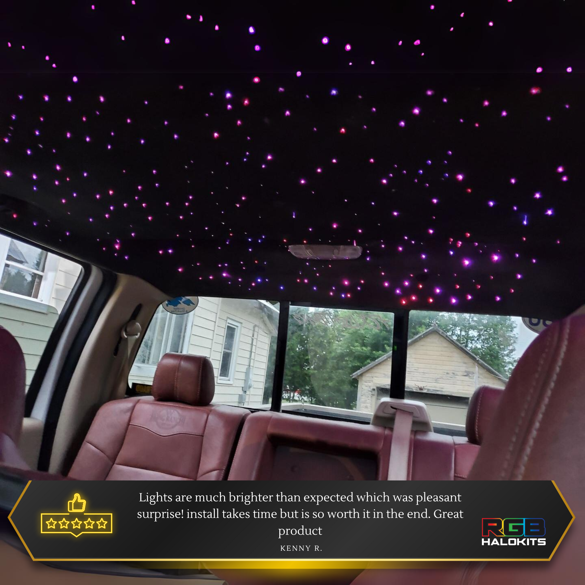 RGBW Twinkle Starlight Headliner Kit – 650 or 1,000 Stars – Custom Multicolor LED Lighting by RGB Halo Kits
