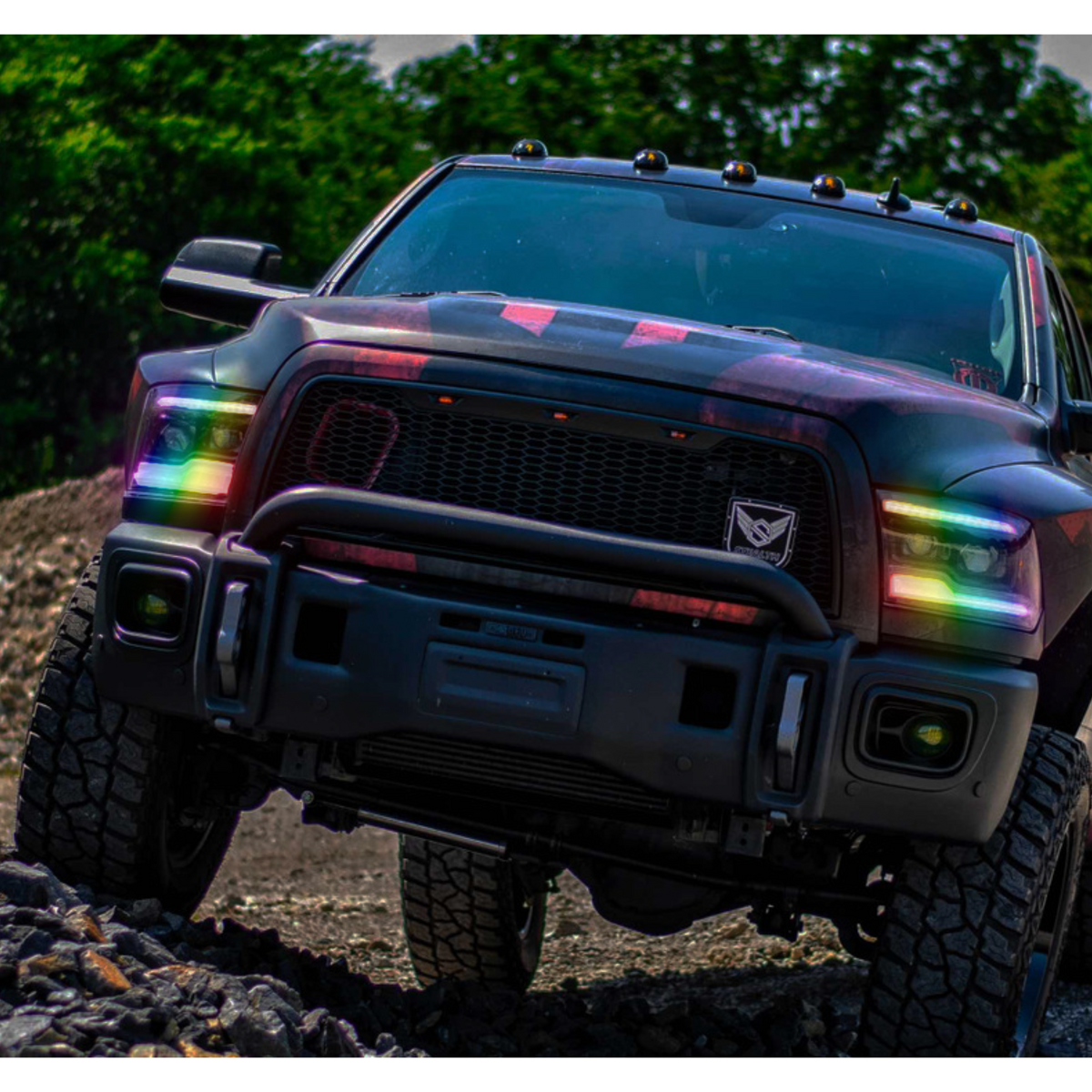 Ram 1500 / HD: Multicolor Flow Series Headlights w/ Demon eyes (2009-2024) | XB Morimoto – Custom Multicolor LED Lighting by RGB Halo Kits
