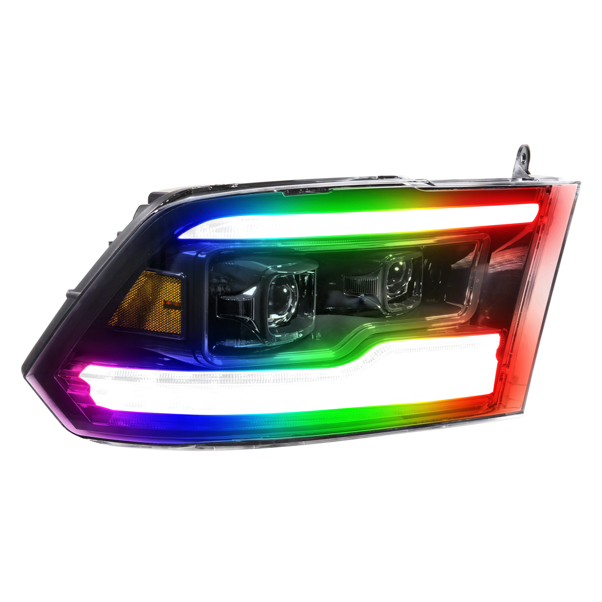 Ram 1500 / HD: Multicolor Flow Series Headlights w/ Demon eyes (2009-2024) | XB Morimoto – Custom Multicolor LED Lighting by RGB Halo Kits