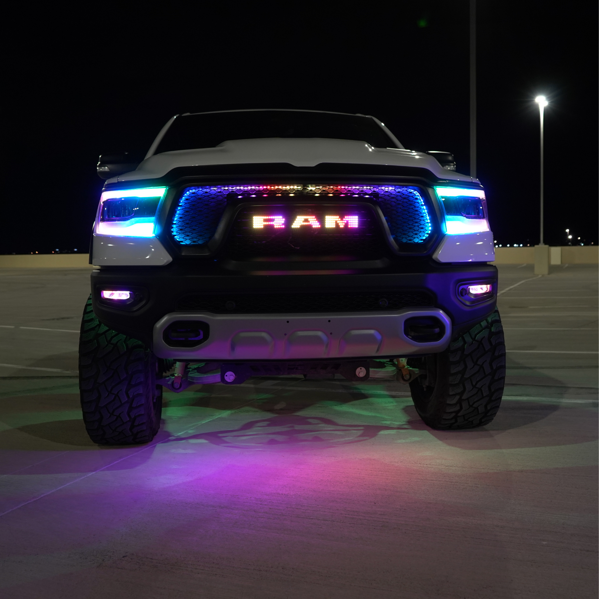 Ram LED Emblem: (Multicolor Flow) 2019-2024 â€“ Custom Multicolor LED Lighting by RGB Halo Kits