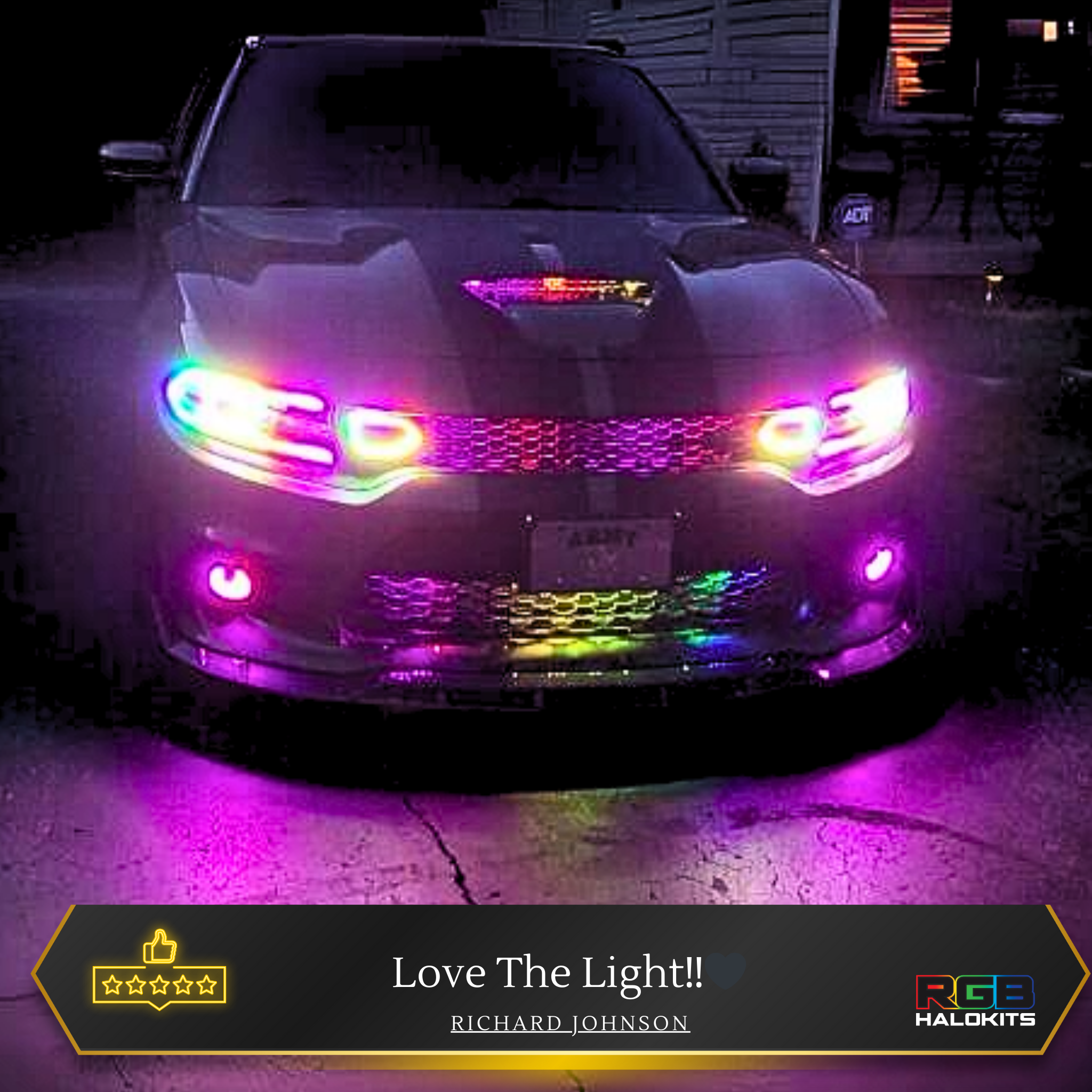 Multicolor Grille LED Kit - RGB Halo Kits Multicolor Flow Series Color Chasing RGBWA LED headlight kit Oracle Lighting Trendz OneUpLighting Morimoto theretrofitsource AutoLEDTech Diode Dynamics