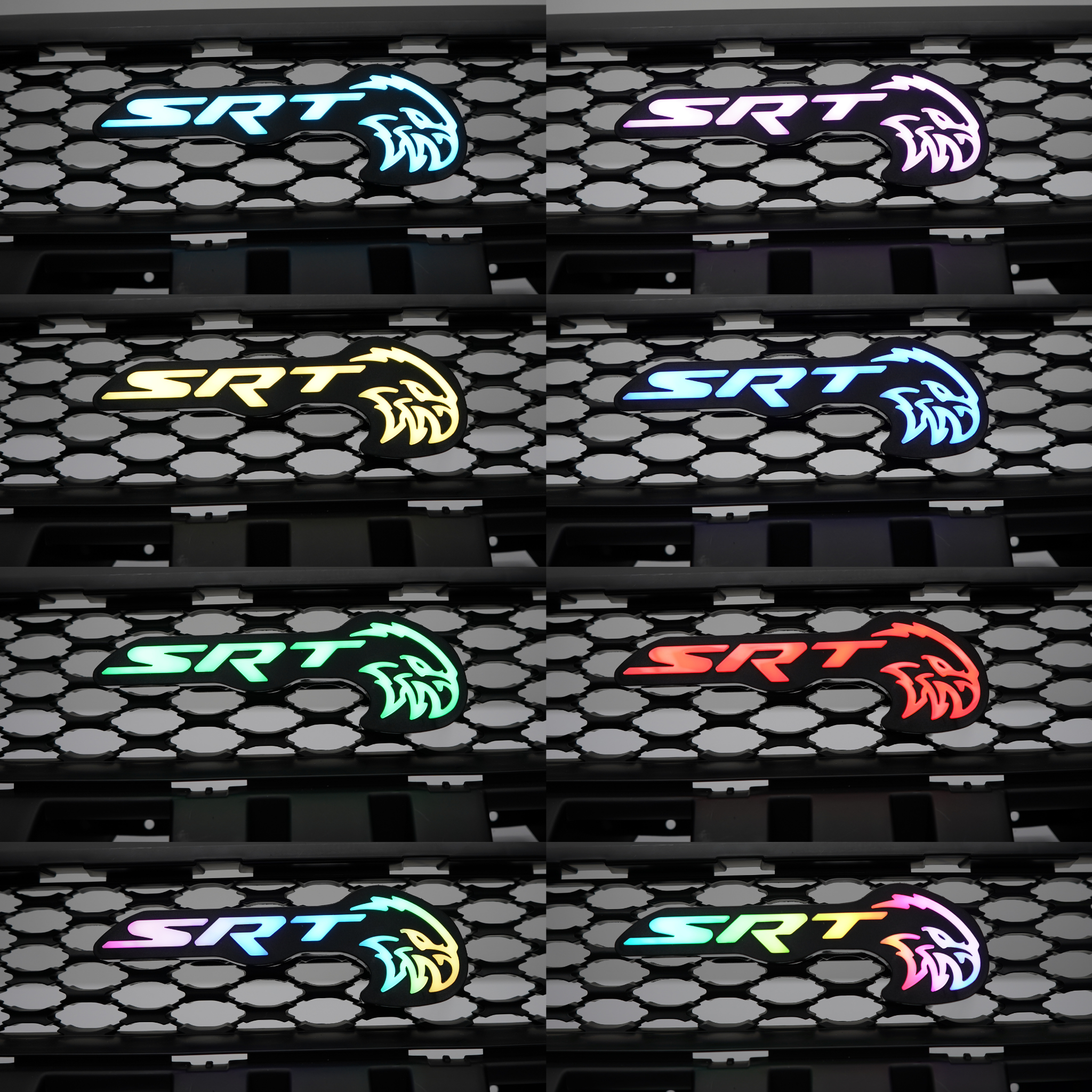 SRT Trackhawk Hellhawk LED Emblem: (Multicolor Flow) â€“ Custom Multicolor LED Lighting by RGB Halo Kits