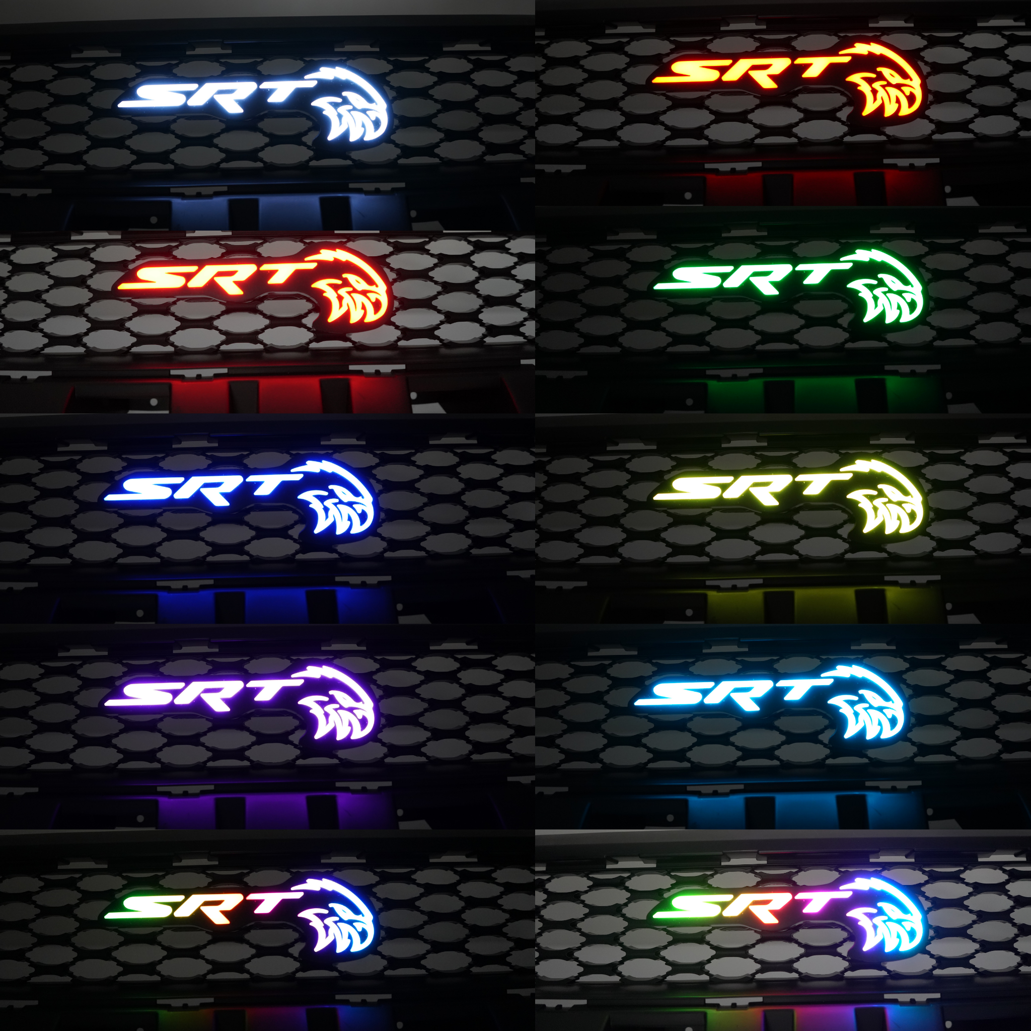 SRT Trackhawk Hellhawk LED Emblem: (Multicolor Flow) â€“ Custom Multicolor LED Lighting by RGB Halo Kits