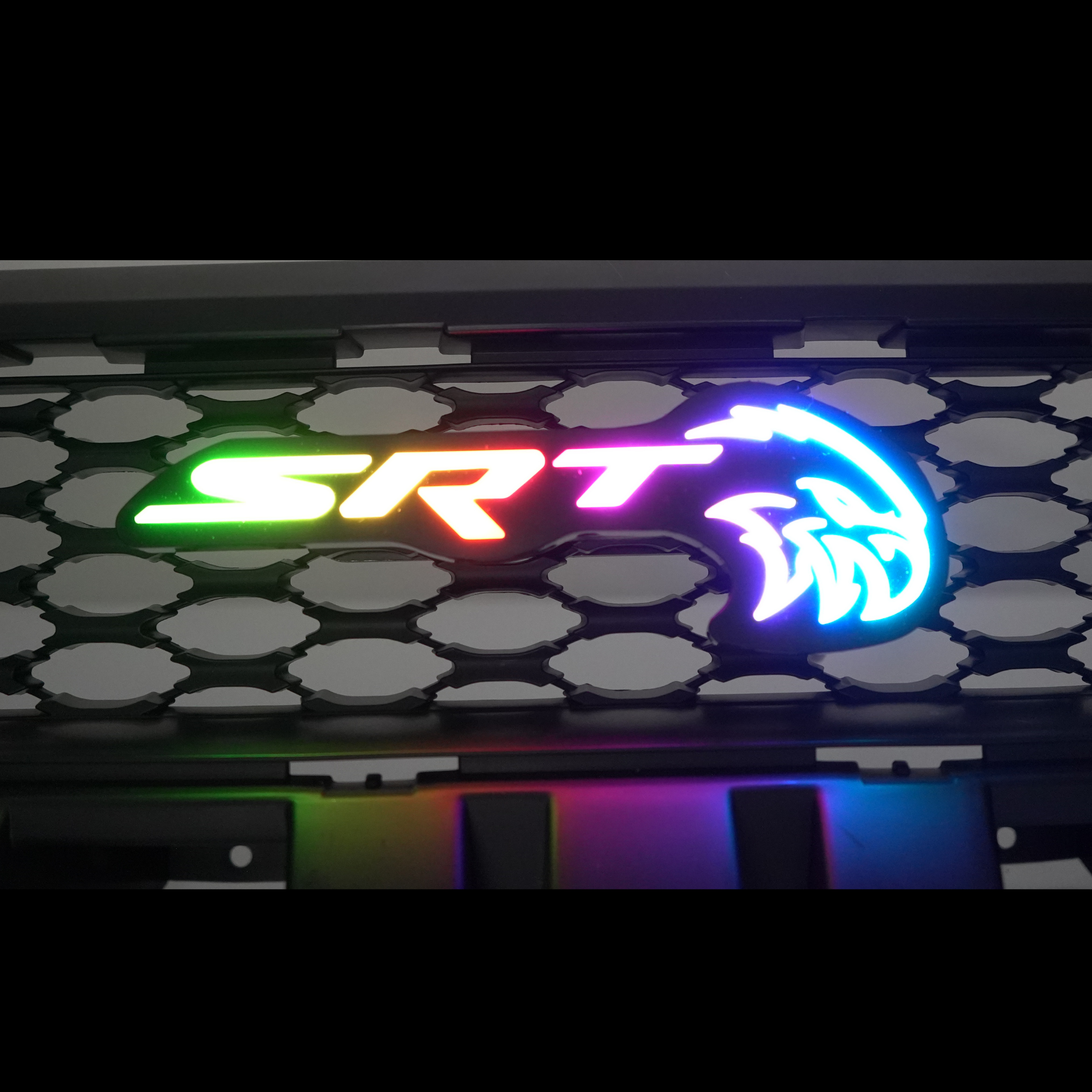 SRT Trackhawk Hellhawk LED Emblem: (Multicolor Flow) – Custom Multicolor LED Lighting by RGB Halo Kits